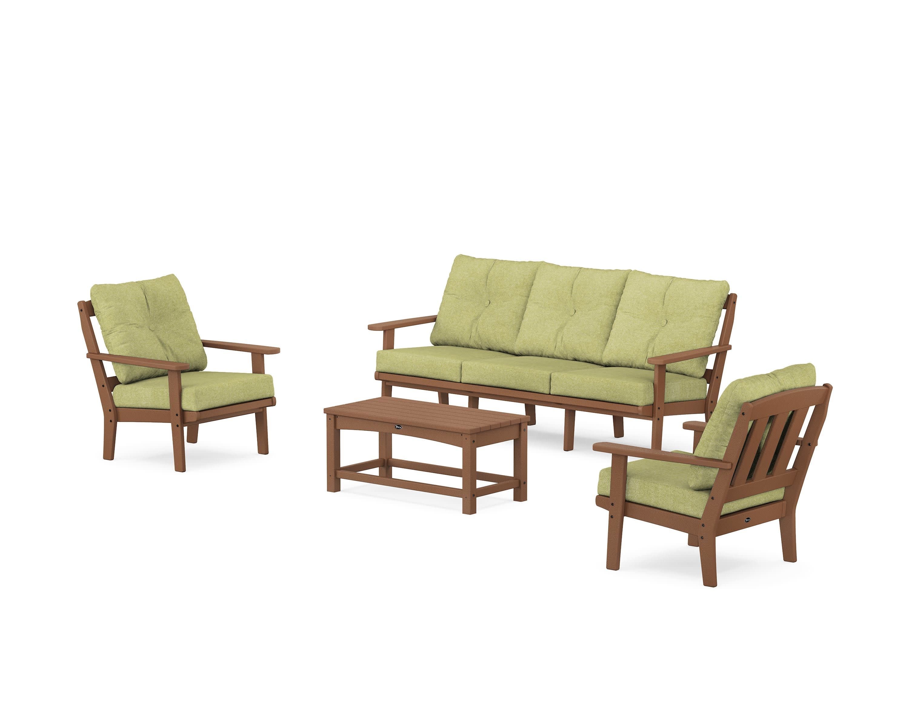 Cape Cod 4-Piece Deep Seating Set with Sofa in Tree House / Chartreuse Boucle