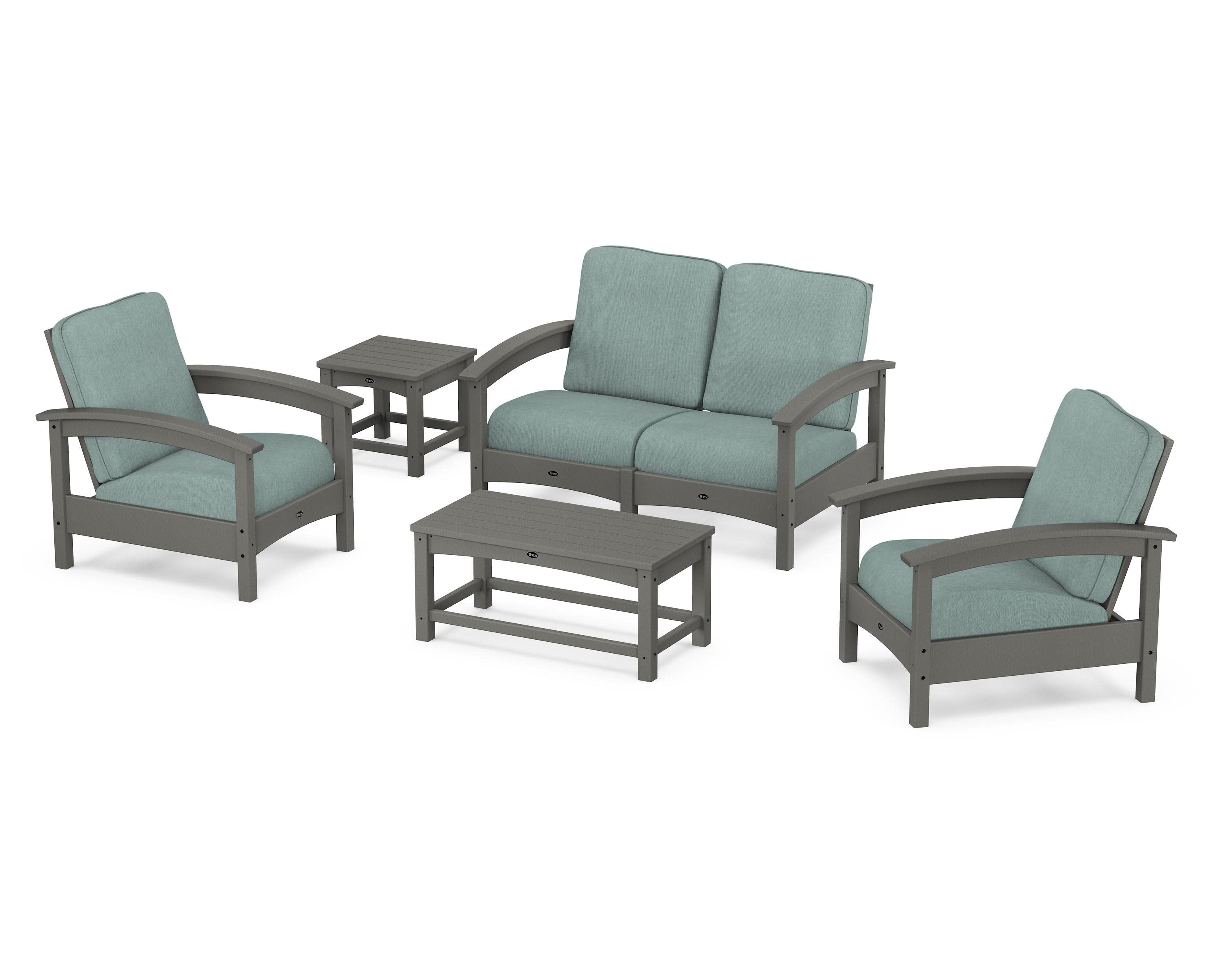 Rockport Club 6-Piece Deep Seating Conversation Set in Stepping Stone / Glacier Spa