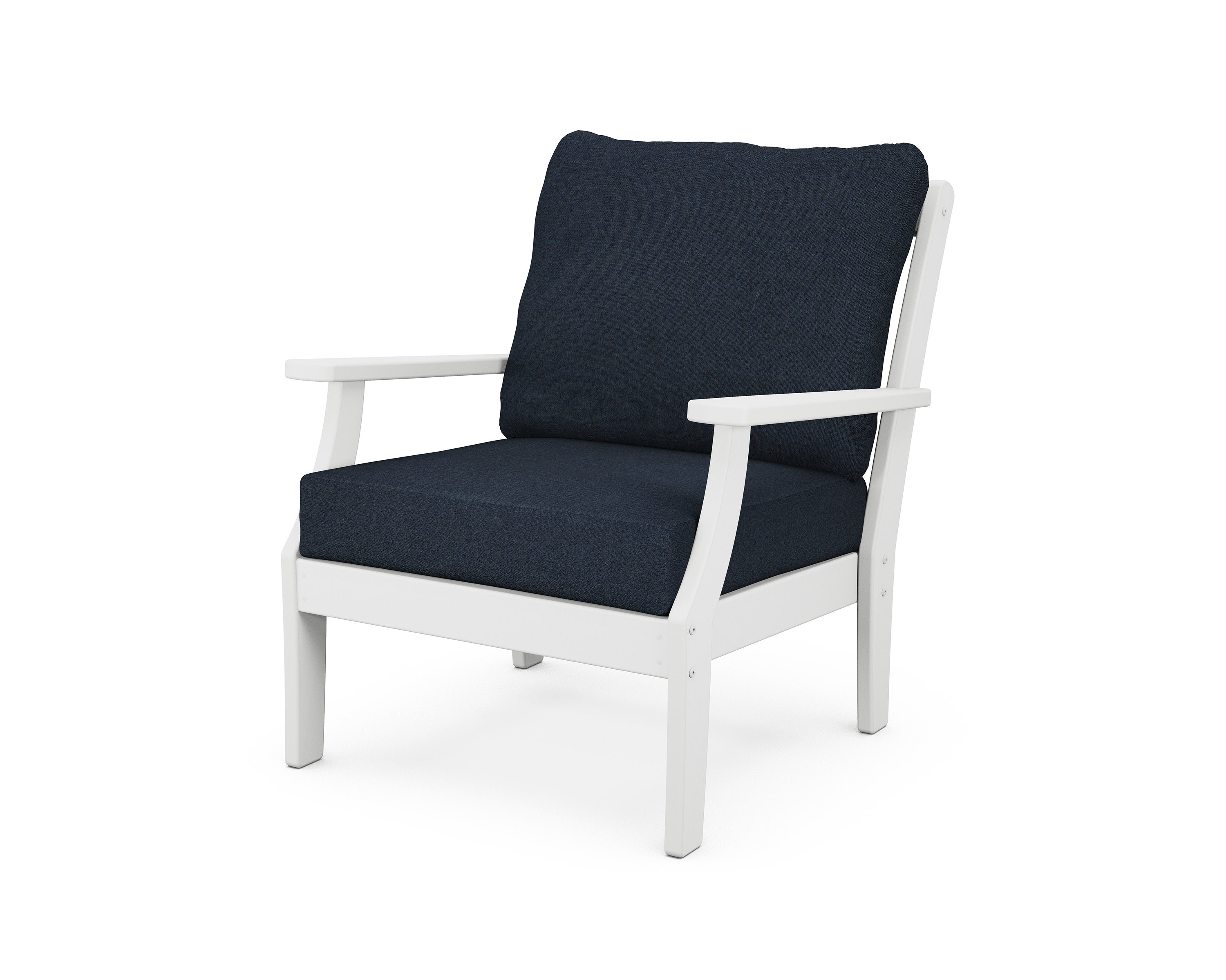 Yacht Club Deep Seating Chair in Classic White / Marine Indigo