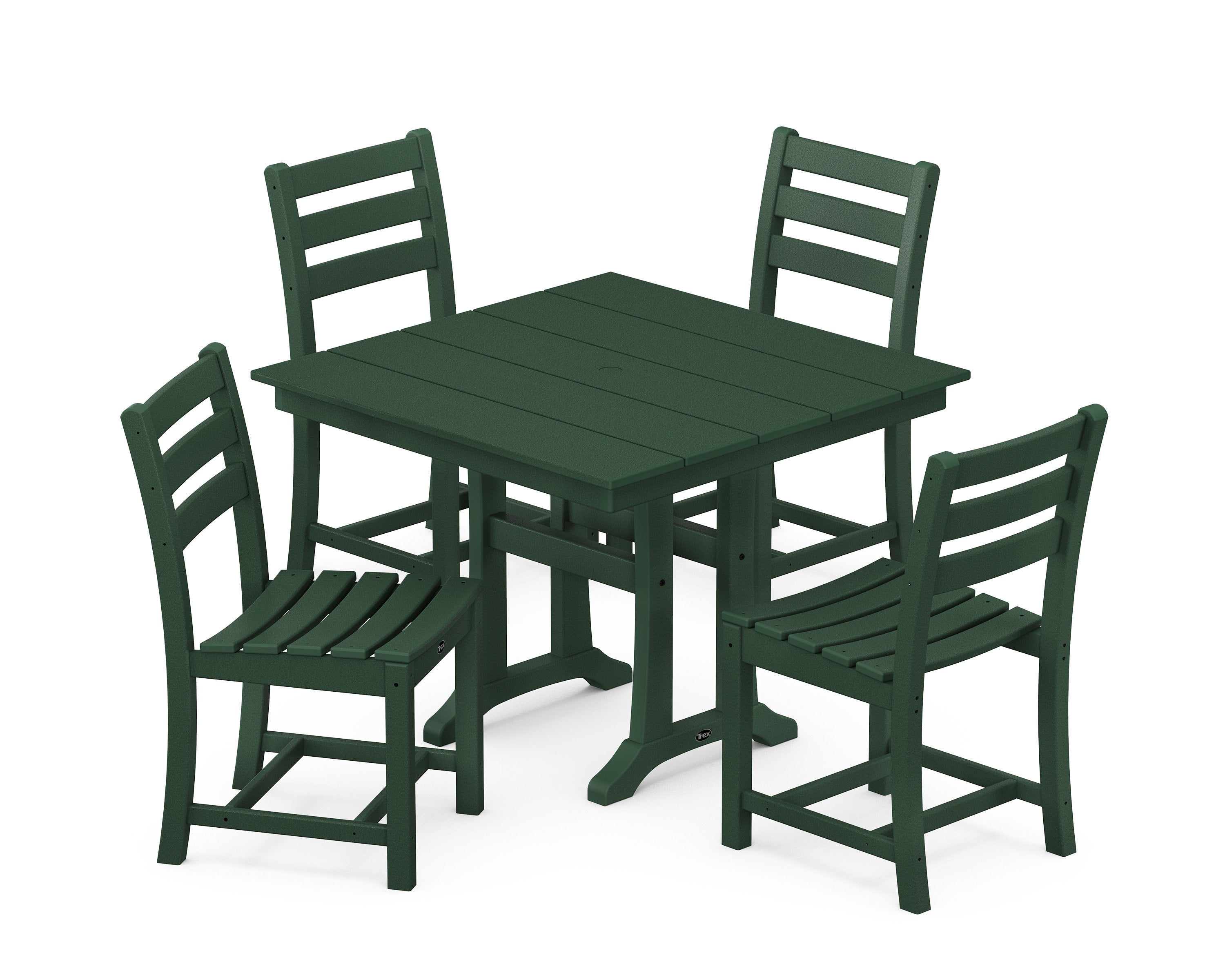 Monterey Bay 5-Piece Farmhouse Trestle Side Chair Dining Set in Rainforest Canopy