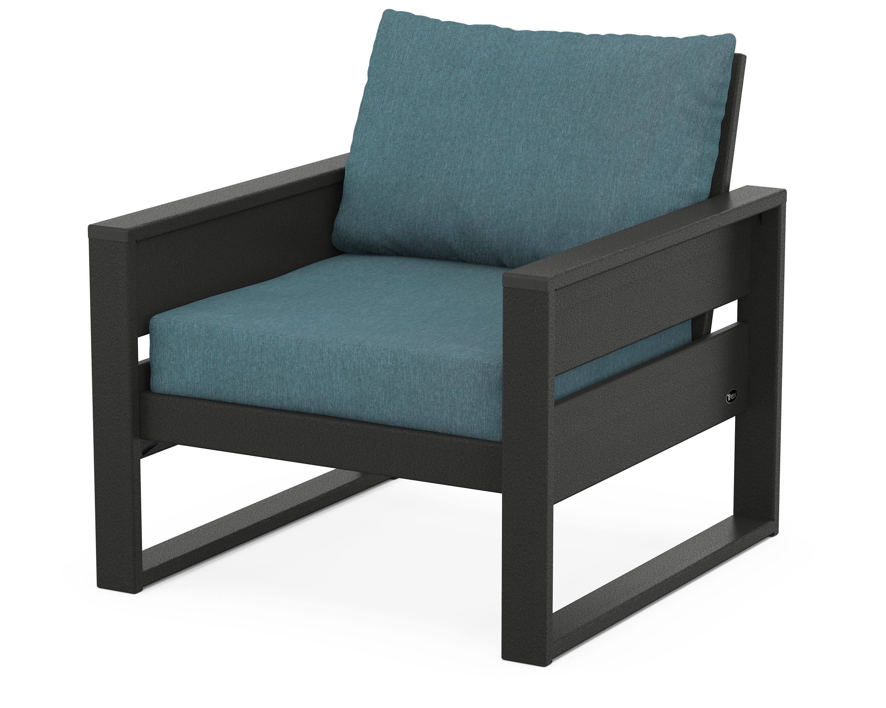 Eastport Club Chair in Charcoal Black / Ocean Teal