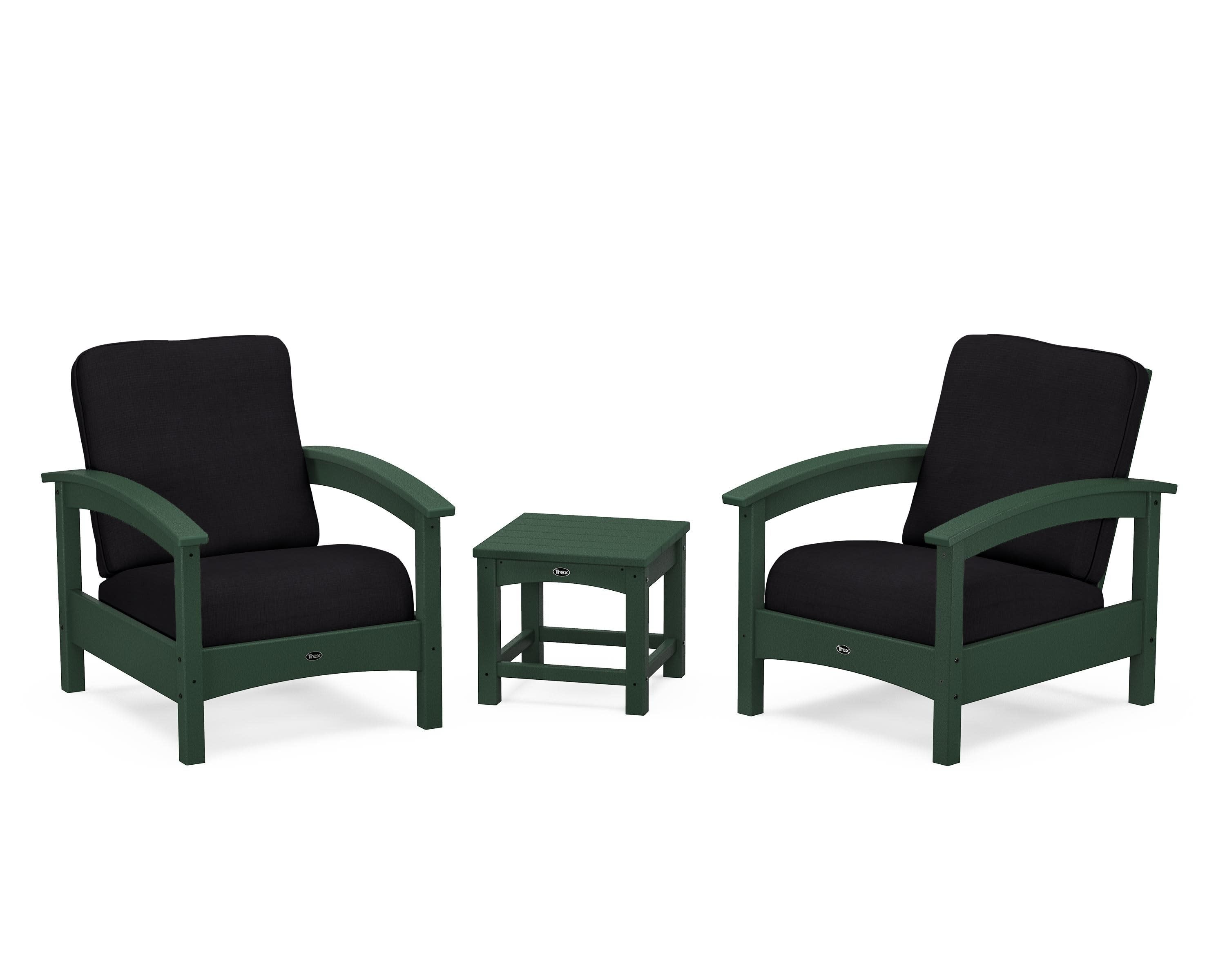 Rockport Club 3-Piece Deep Seating Conversation Set in Rainforest Canopy / Midnight Linen
