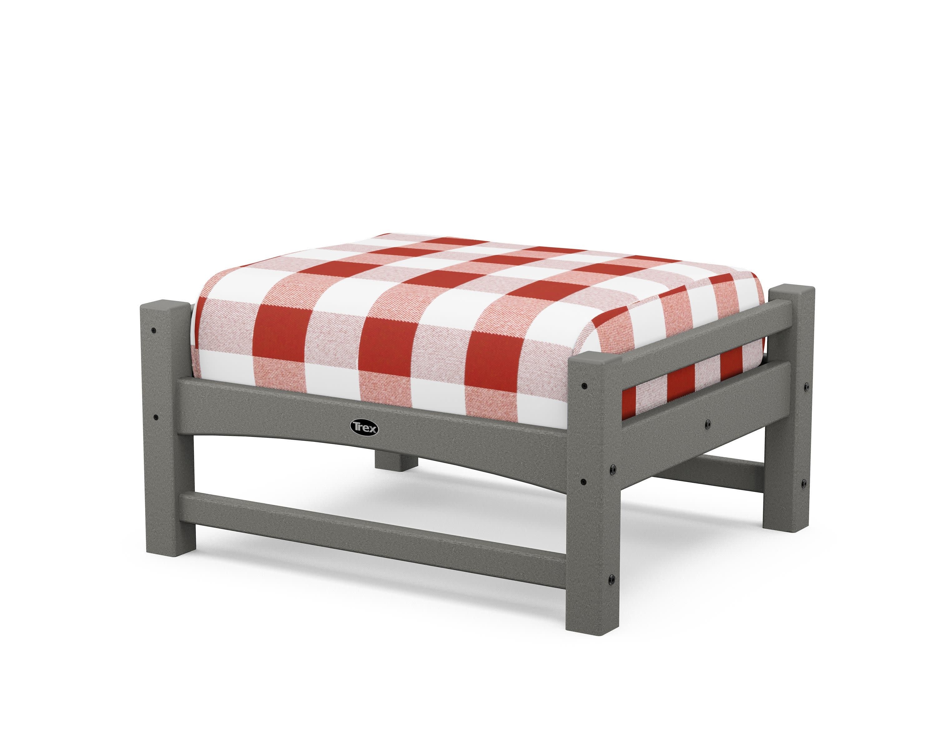 Rockport Club Ottoman in Stepping Stone / Buffalo Plaid Crimson