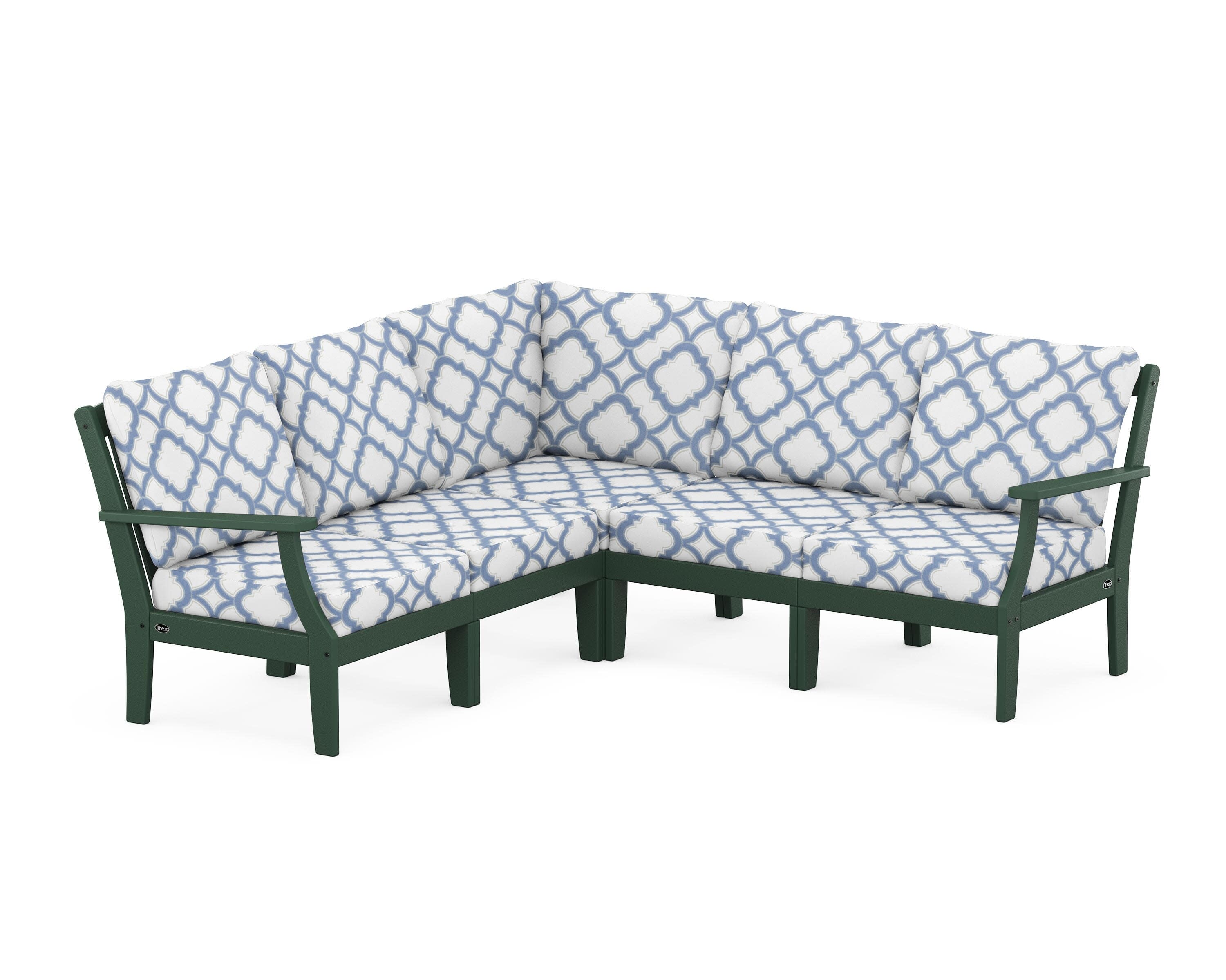 Yacht Club Modular 5-Piece Deep Seating Set in Rainforest Canopy / Trellis Sky Blue