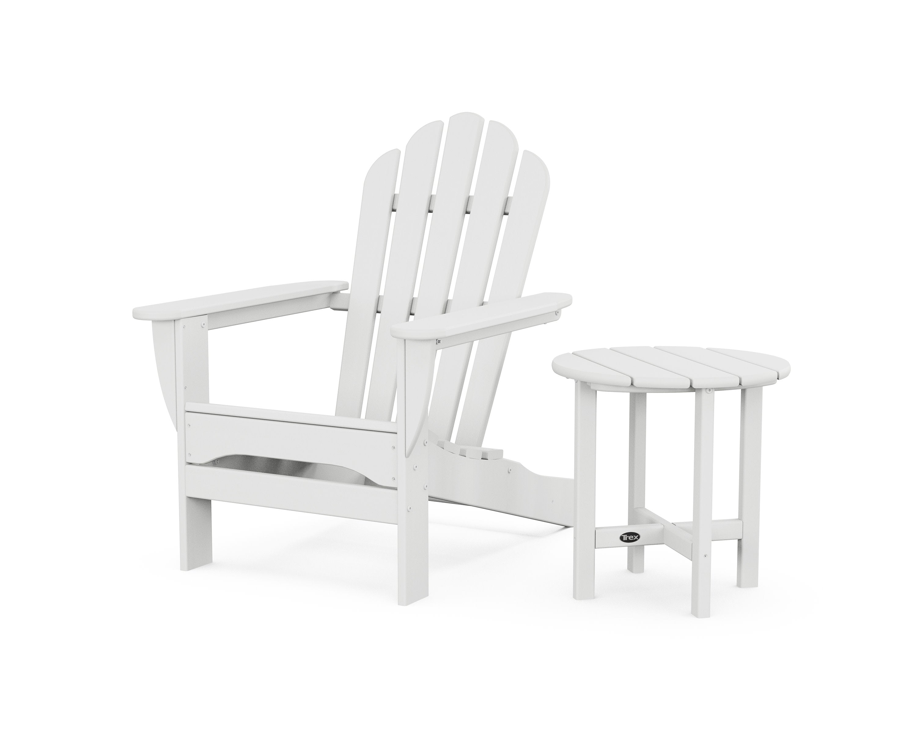 Monterey Bay Adirondack Chair with Side Table in Classic White