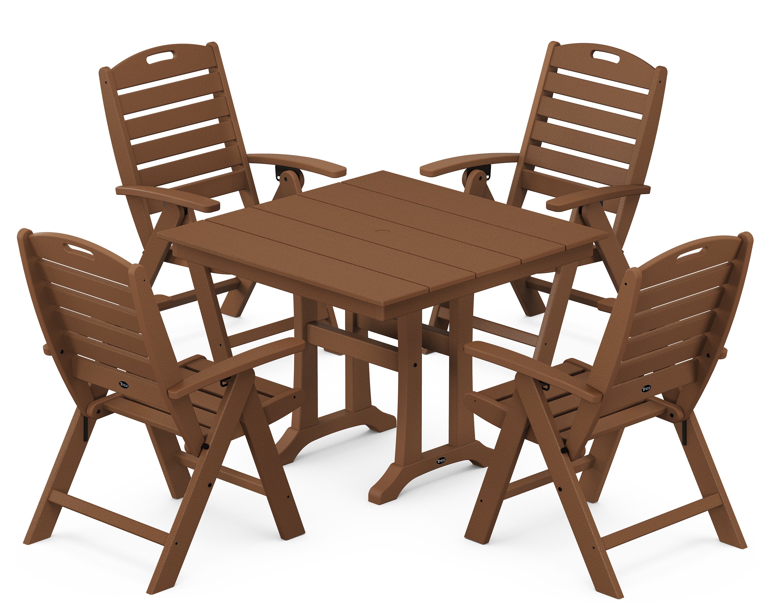 Yacht Club Highback 5-Piece Farmhouse Trestle Dining Set in Tree House