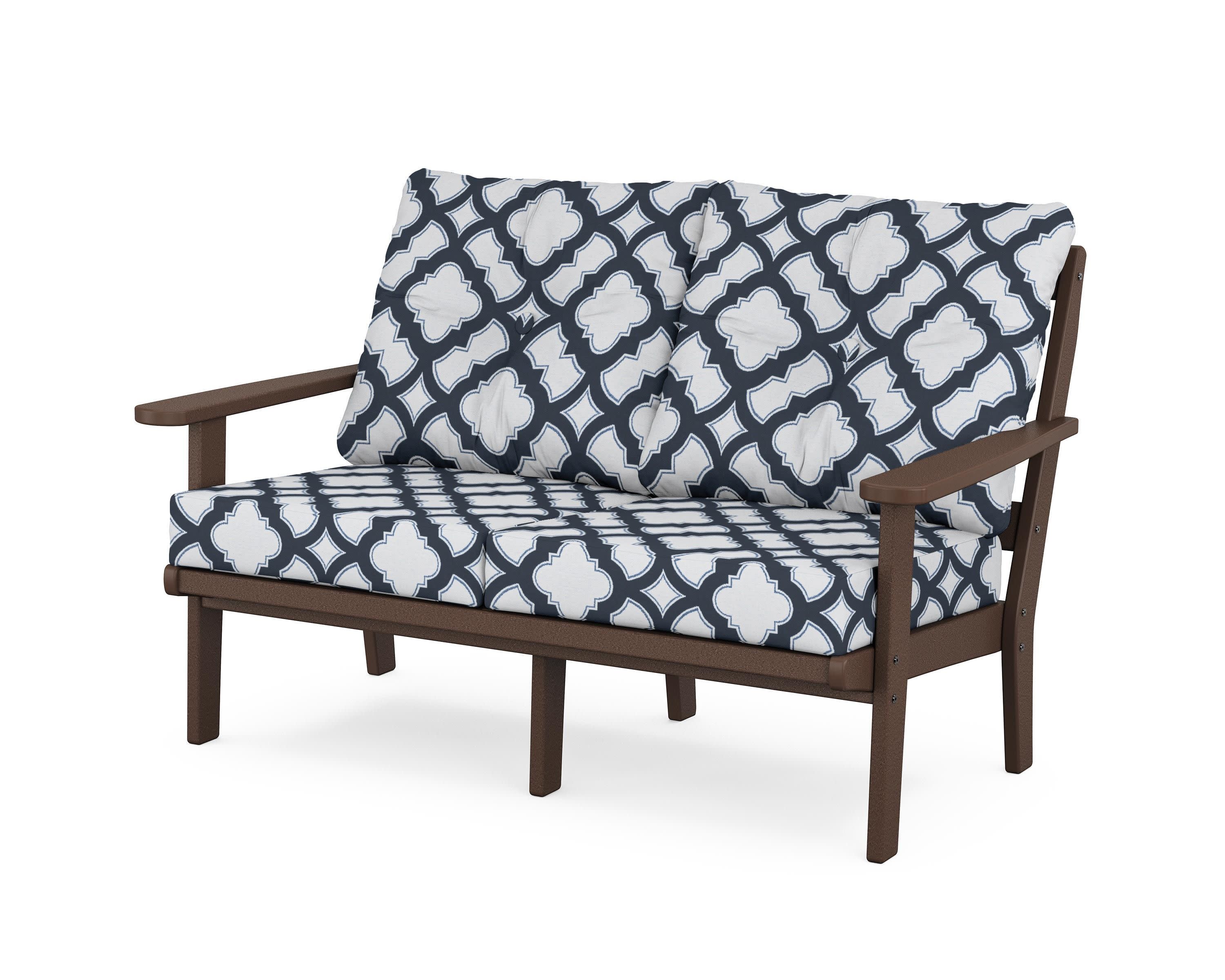 Cape Cod Deep Seating Loveseat in Vintage Lantern / Trellis Marine Indigo