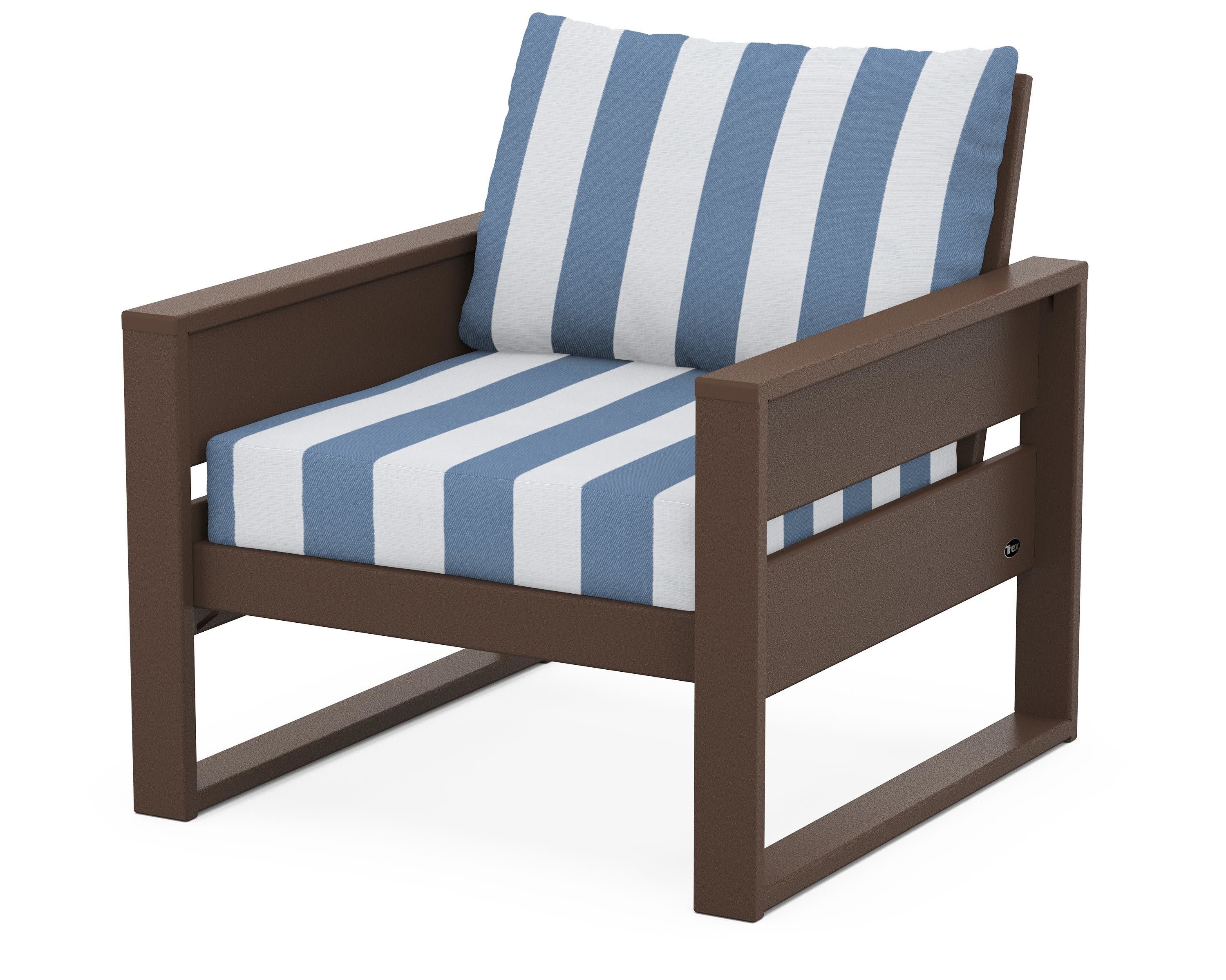 Eastport Club Chair in Vintage Lantern / Cabana Stripe Sky Blue
