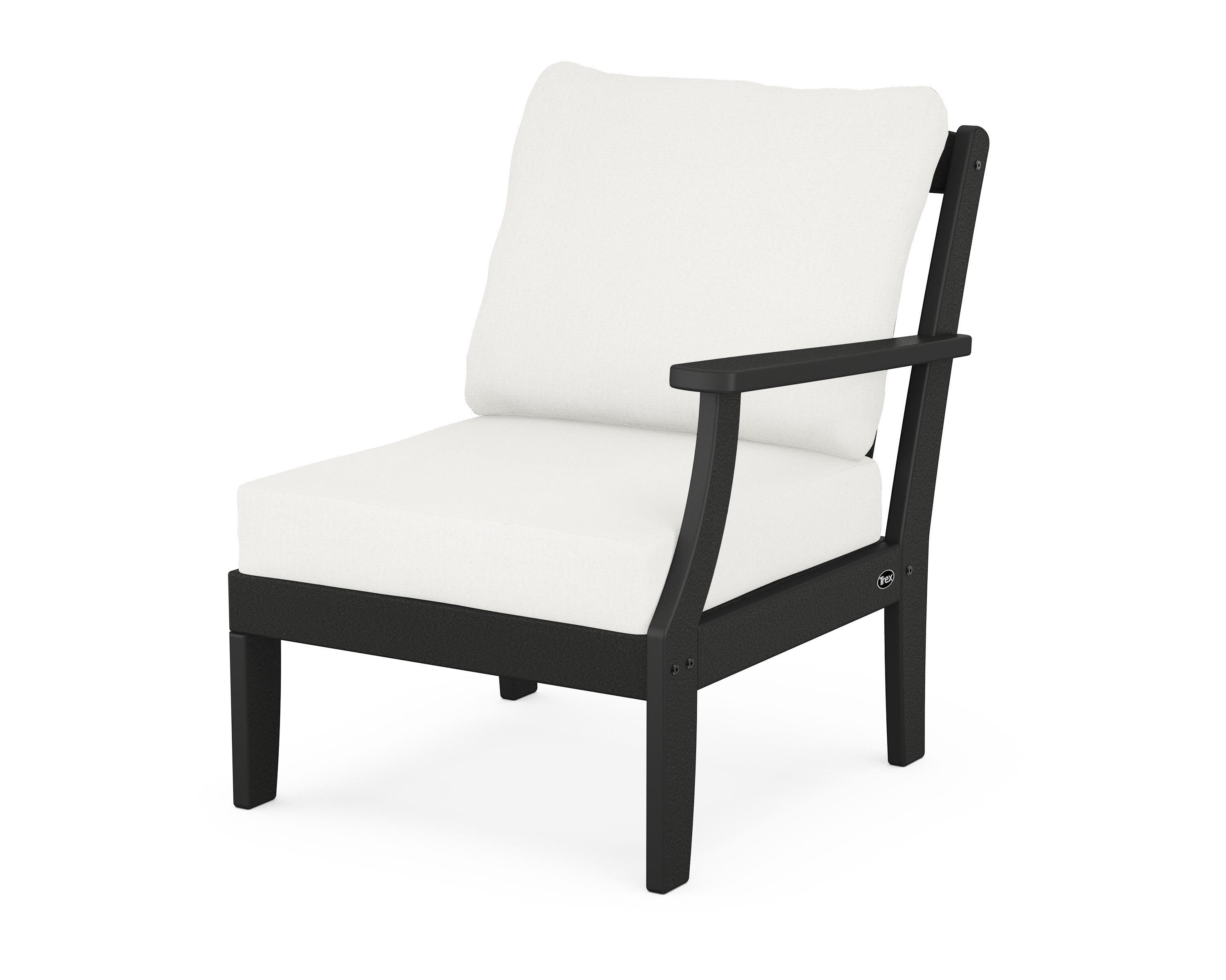 Yacht Club Modular Right Arm Chair in Charcoal Black / Natural Linen