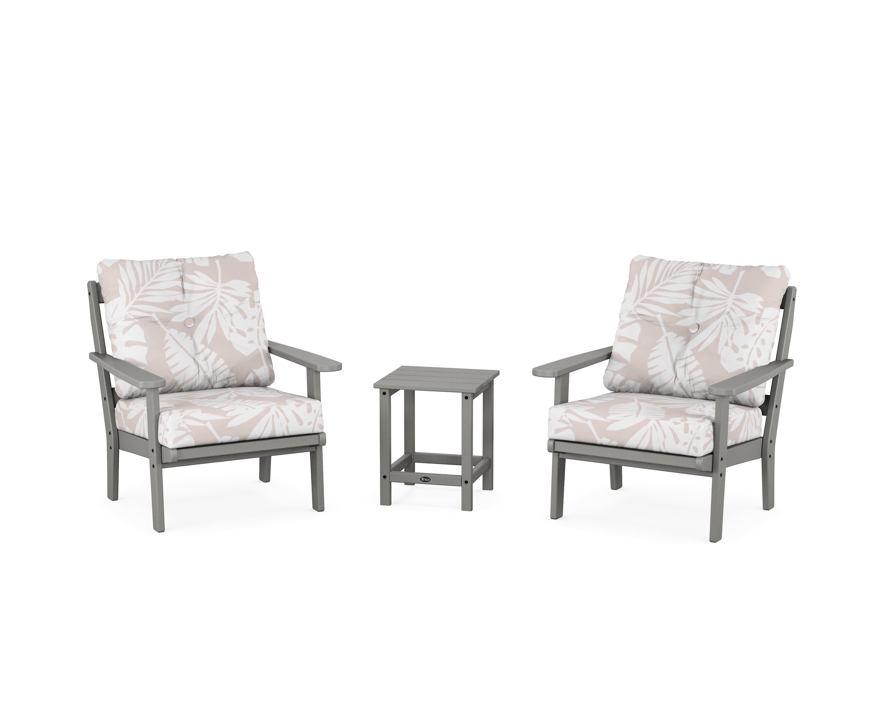 Cape Cod 3-Piece Deep Seating Set in Stepping Stone / Leaf Dune Burlap
