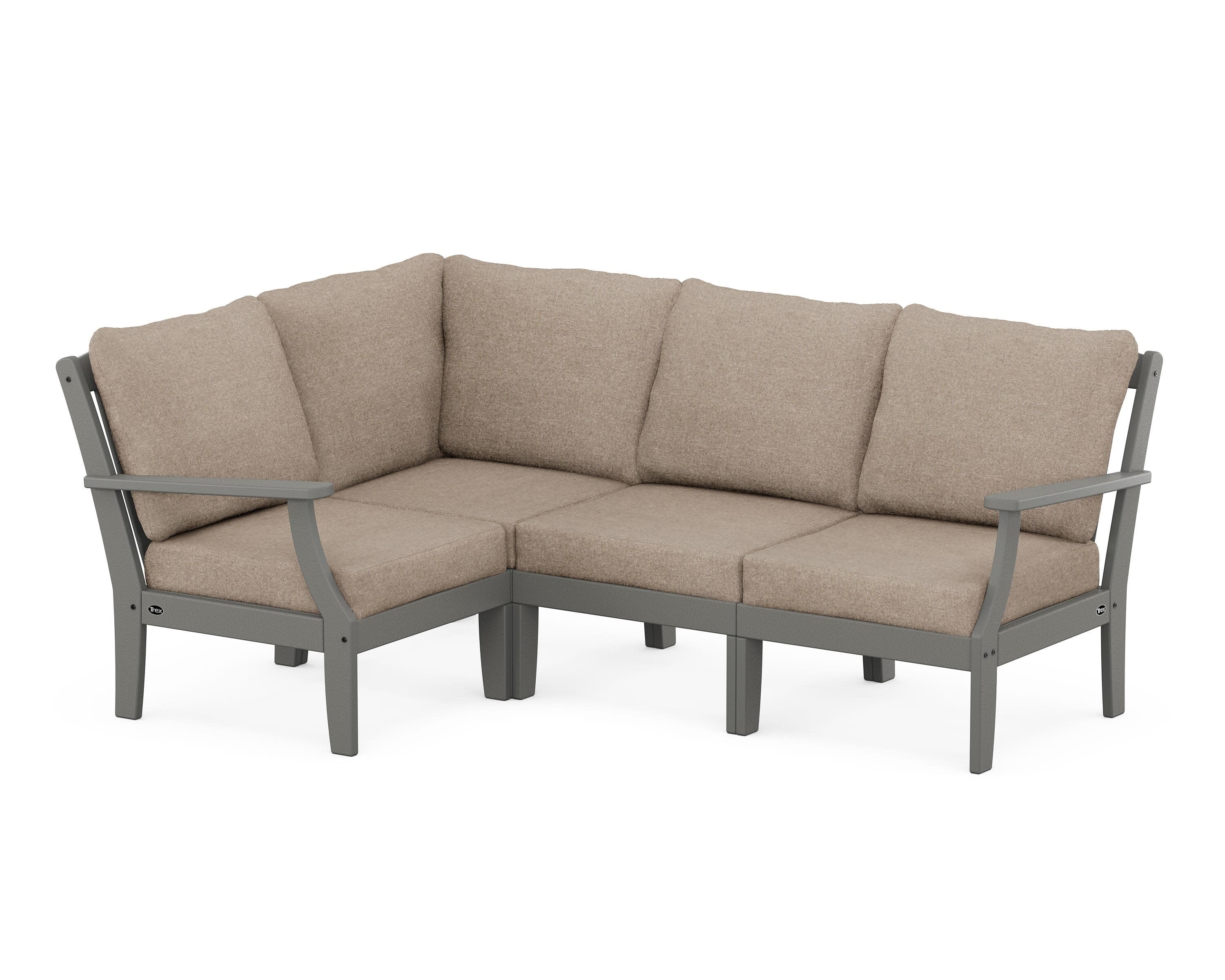 Yacht Club Modular 4-Piece Deep Seating Set in Stepping Stone / Spiced Burlap