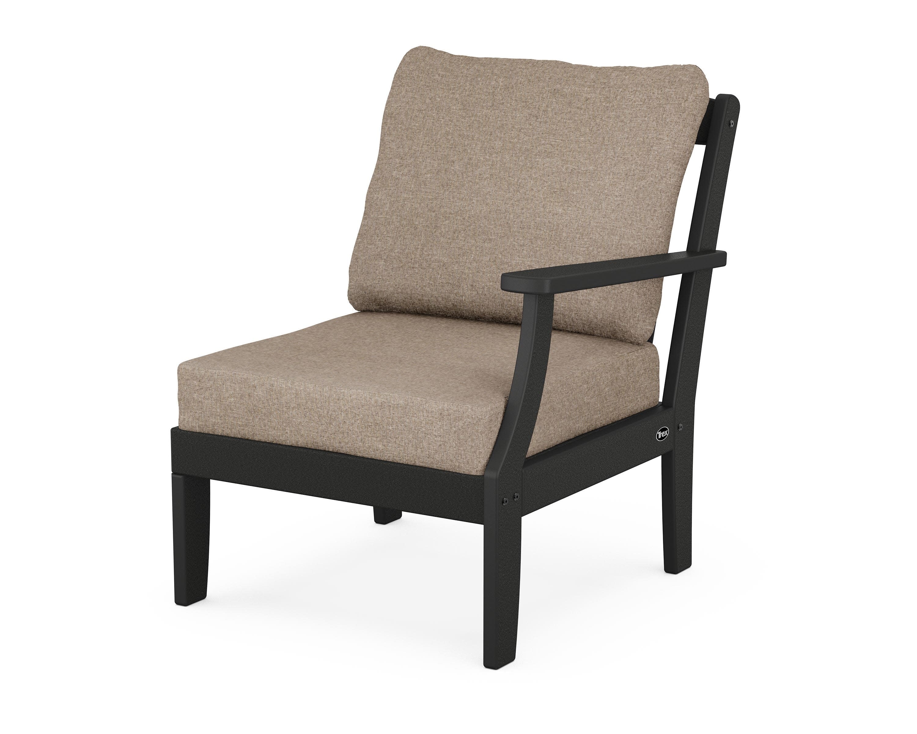 Yacht Club Modular Right Arm Chair in Charcoal Black / Spiced Burlap