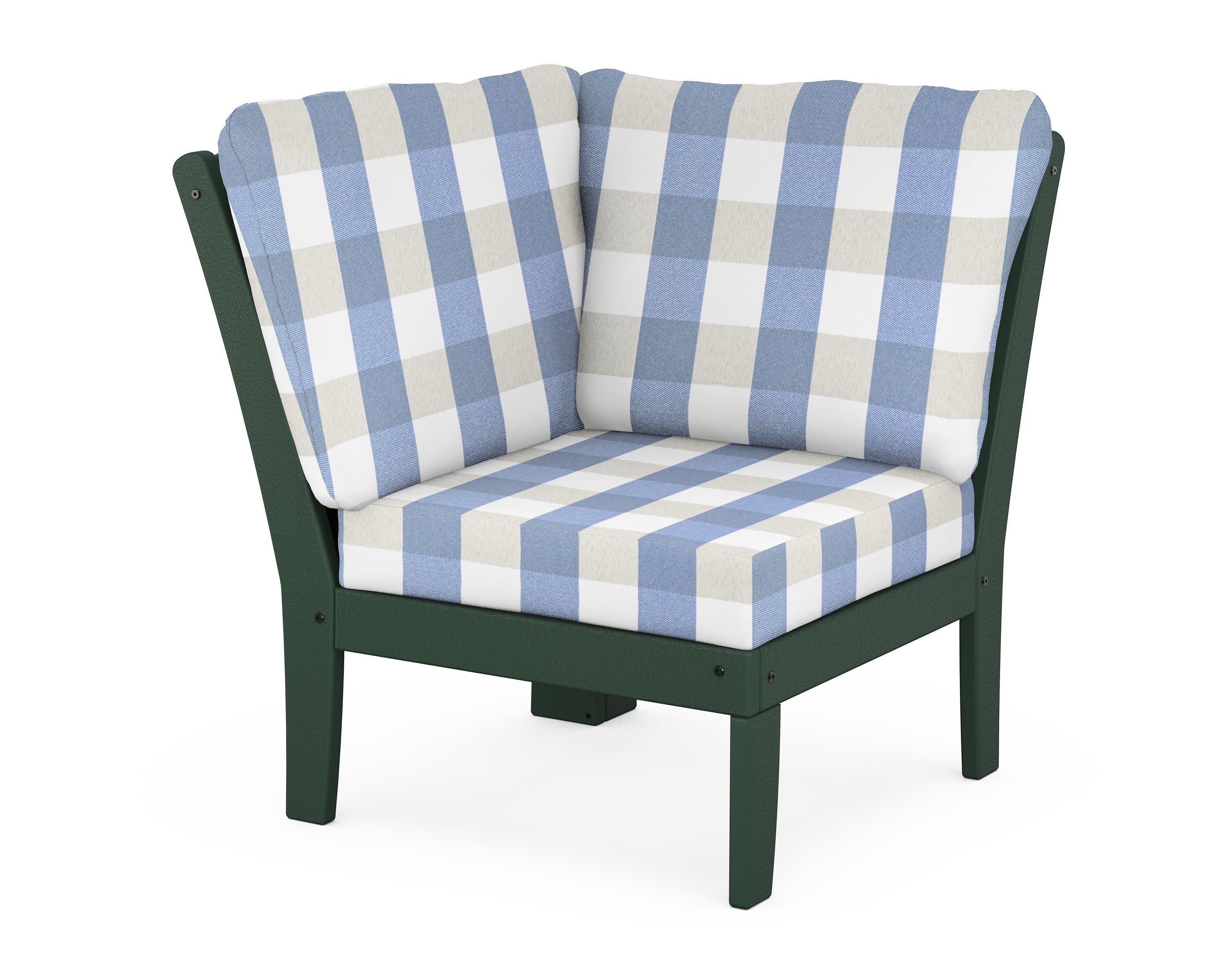 Yacht Club Modular Corner Chair in Rainforest Canopy / Buffalo Plaid Sky Blue