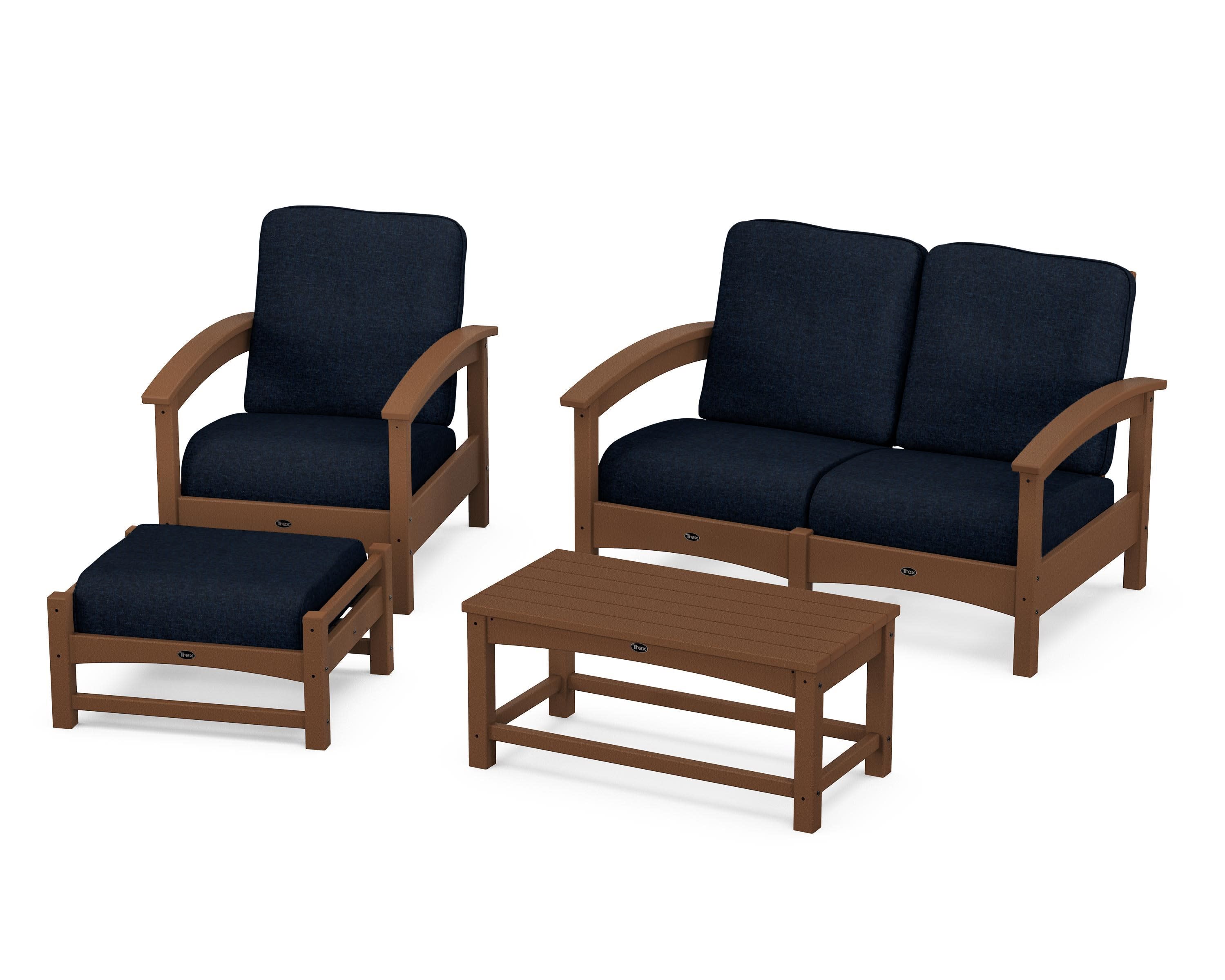 Rockport 4-Piece Deep Seating Conversation Group in Tree House / Marine Indigo