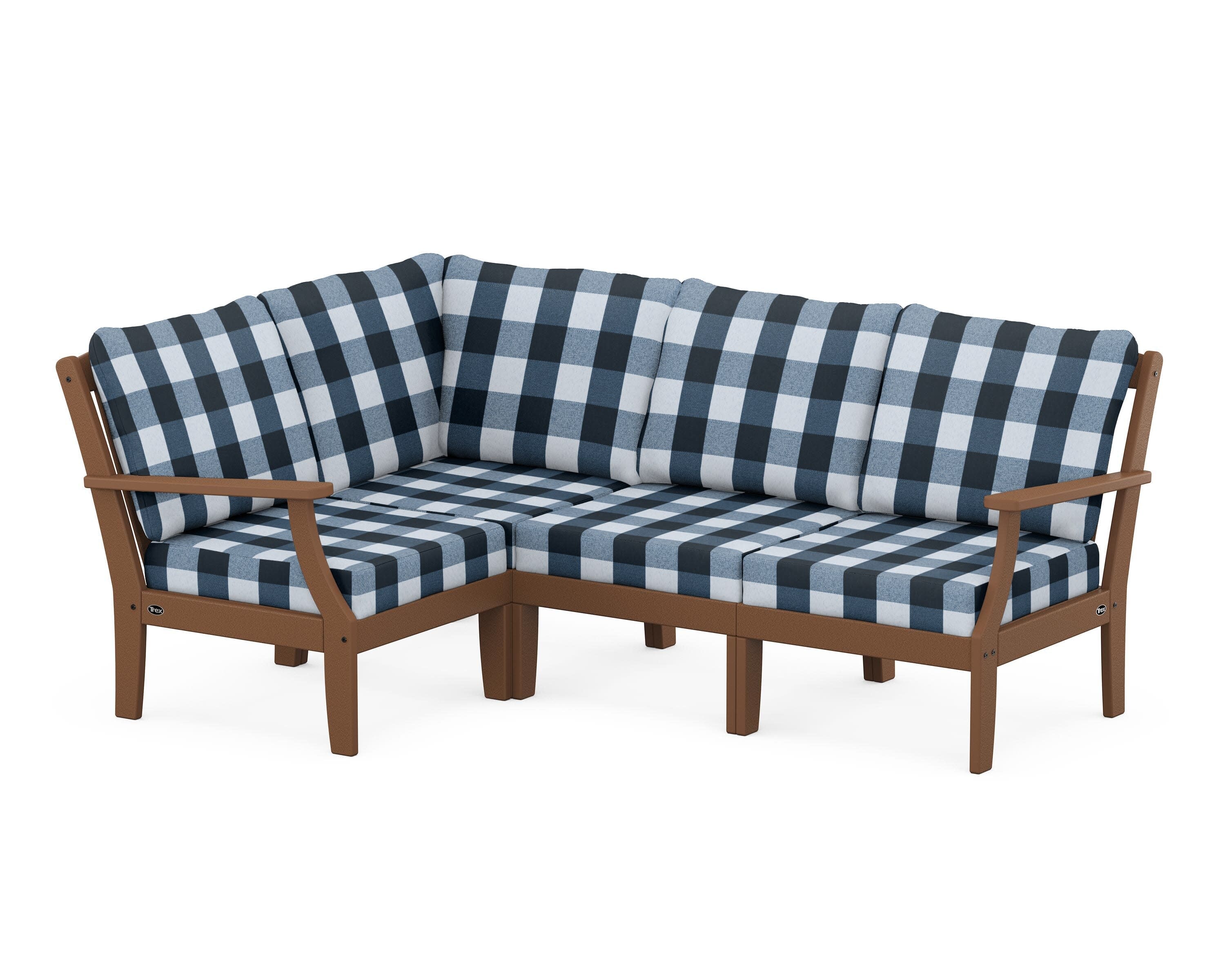 Yacht Club Modular 4-Piece Deep Seating Set in Tree House / Buffalo Plaid Marine Indigo