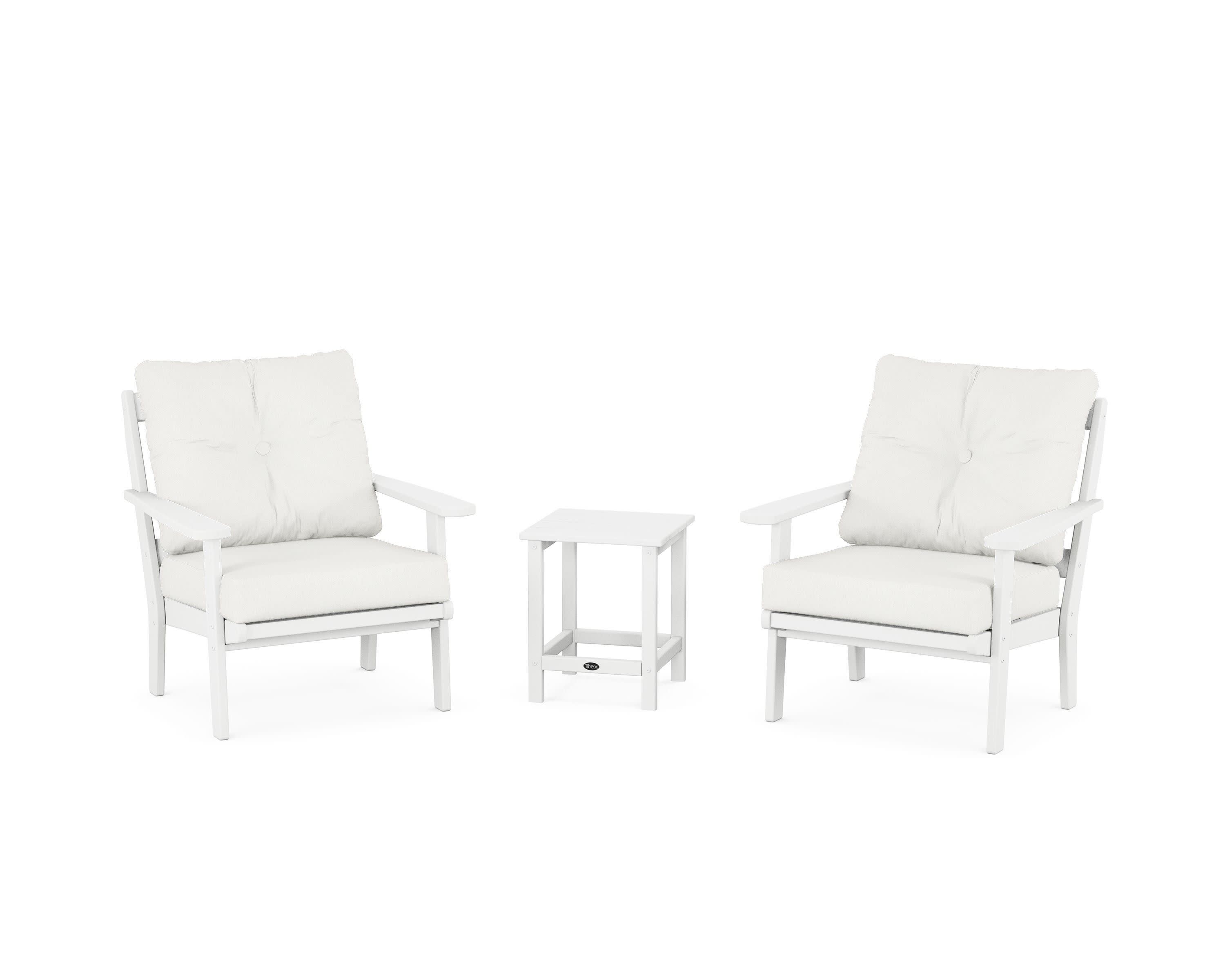 Cape Cod 3-Piece Deep Seating Set in Classic White / Natural Linen