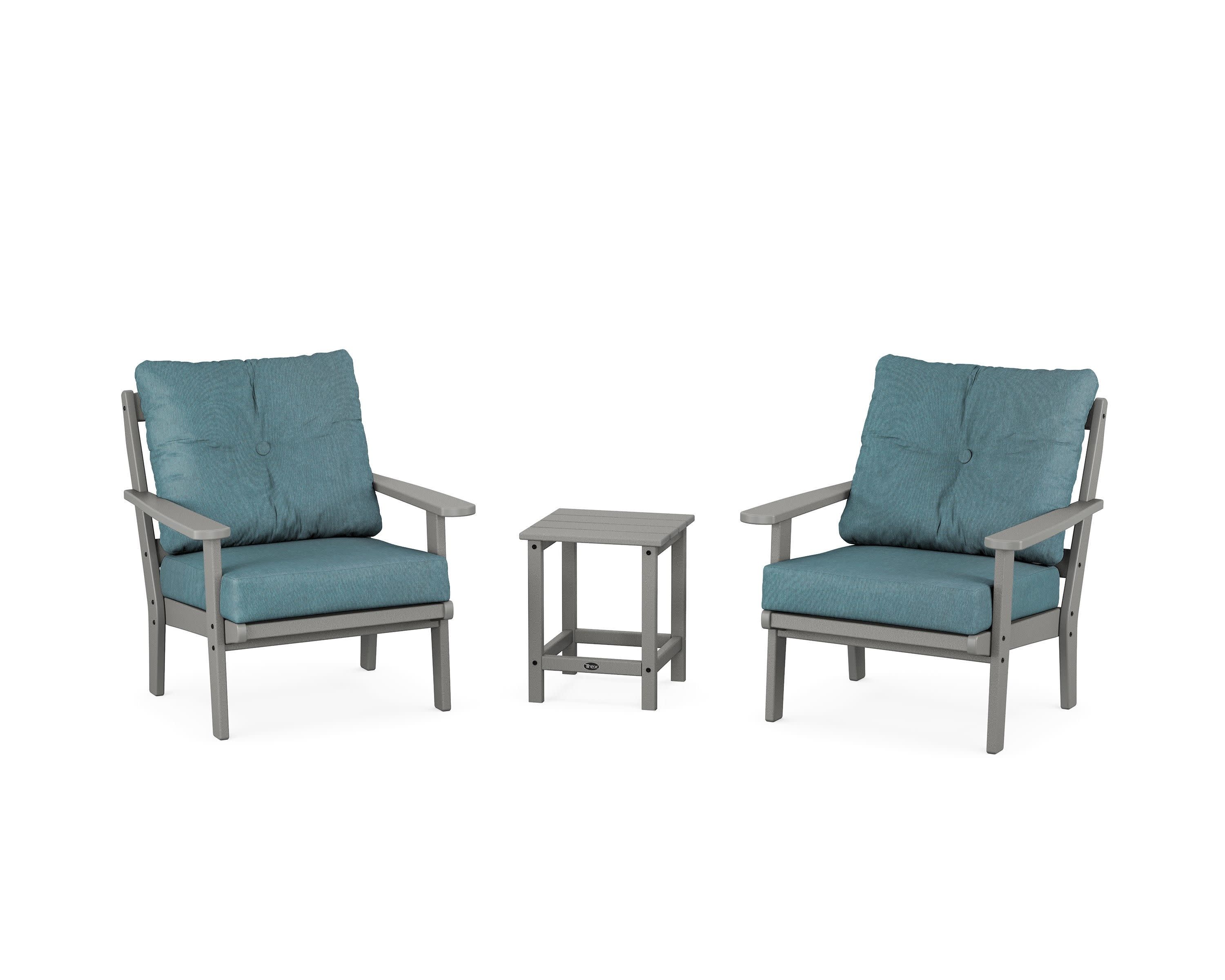 Cape Cod 3-Piece Deep Seating Set in Stepping Stone / Ocean Teal