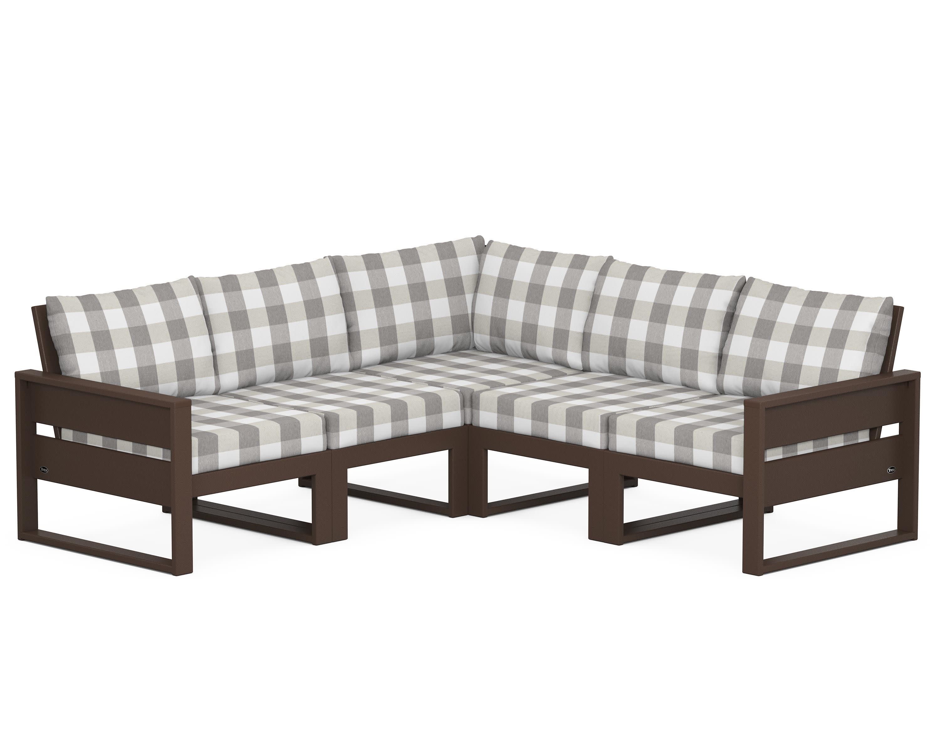 Eastport 5-Piece Sectional in Vintage Lantern / Buffalo Plaid Grey Mist