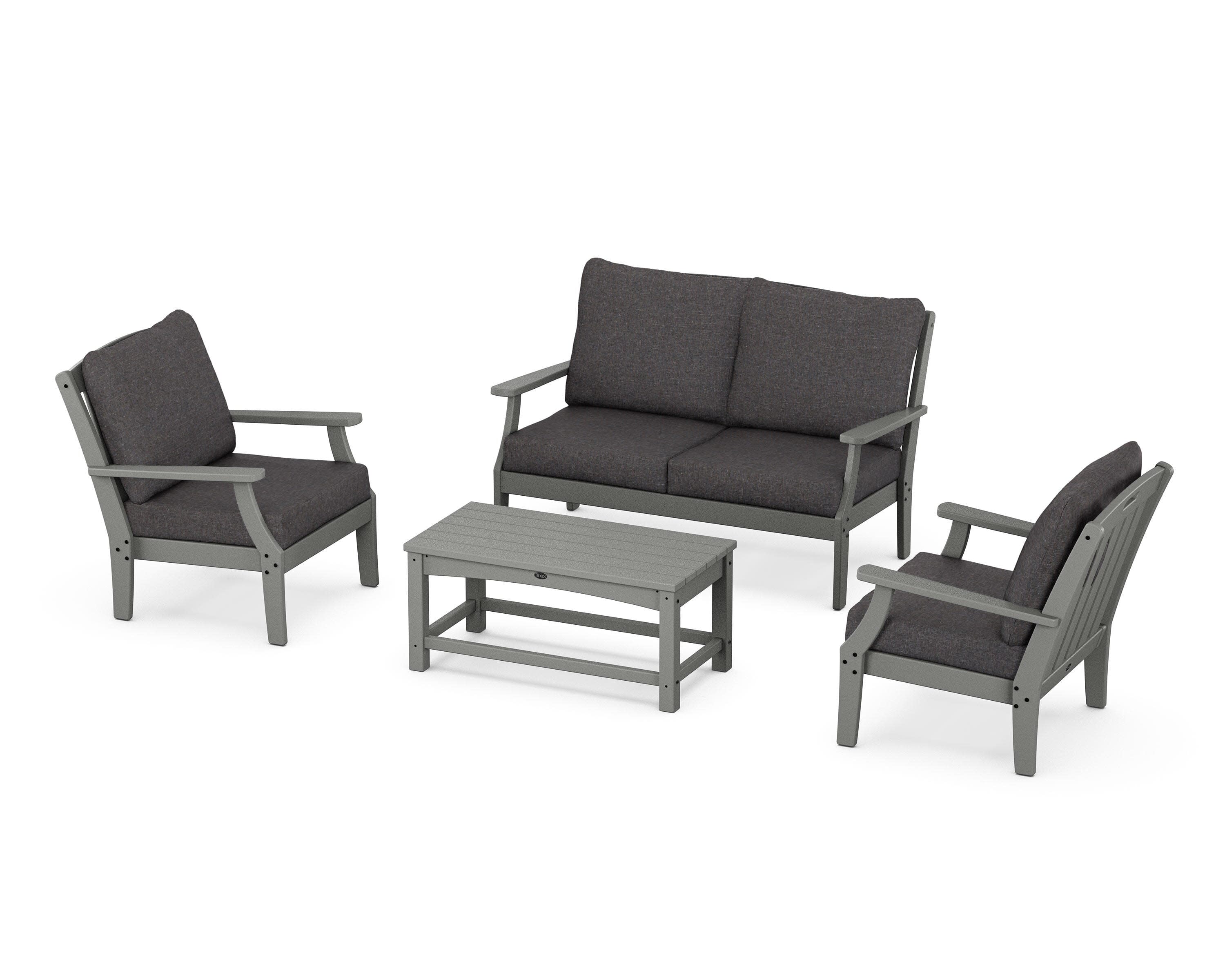 Yacht Club 4-Piece Deep Seating Chair Set in Stepping Stone / Ash Charcoal