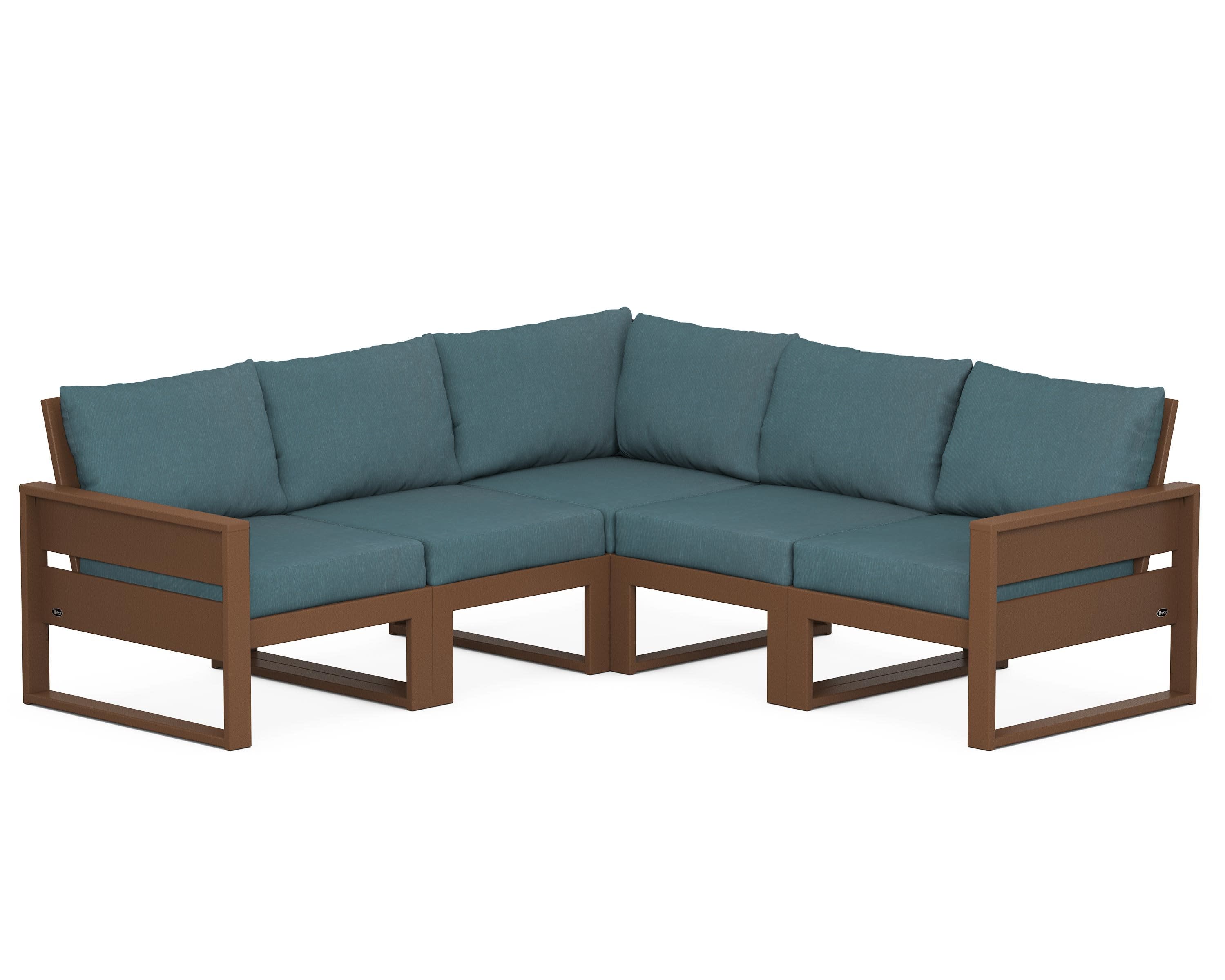 Eastport 5-Piece Sectional in Tree House / Ocean Teal