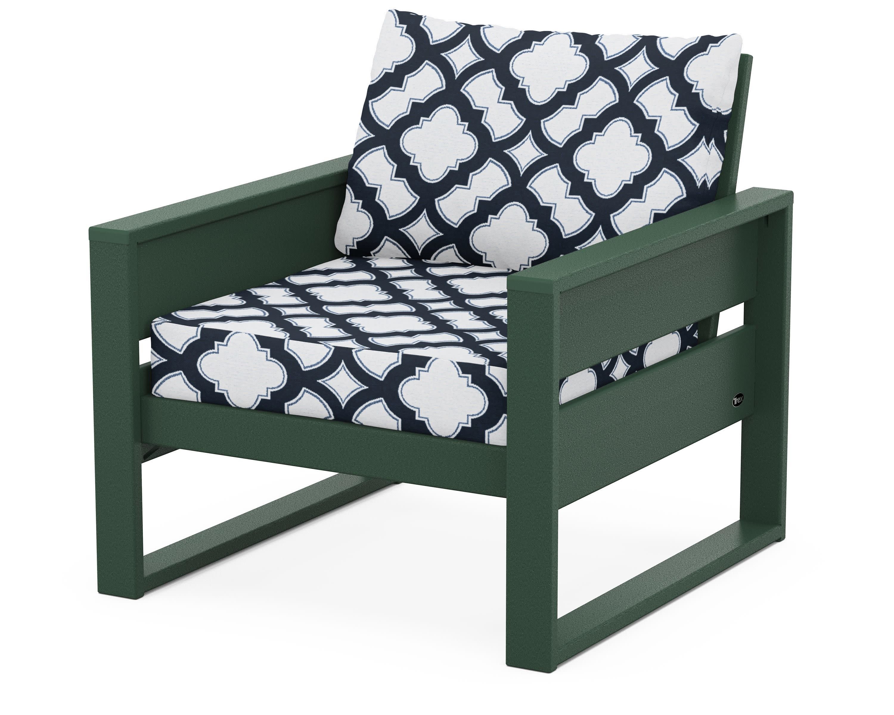 Eastport Club Chair in Rainforest Canopy / Trellis Marine Indigo