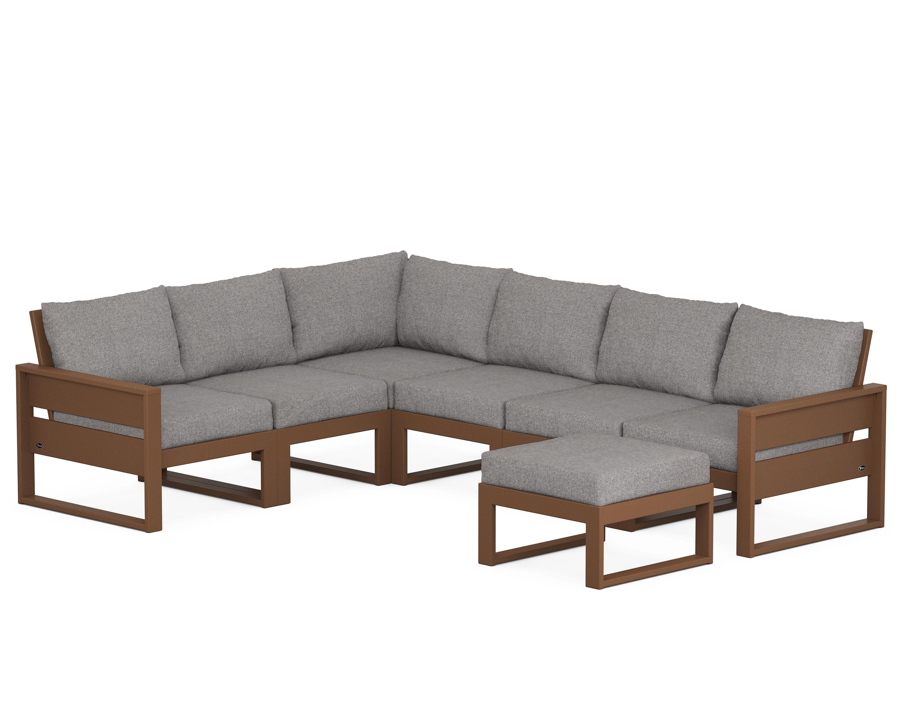 Eastport 6-Piece Sectional with Ottoman in Tree House / Grey Mist