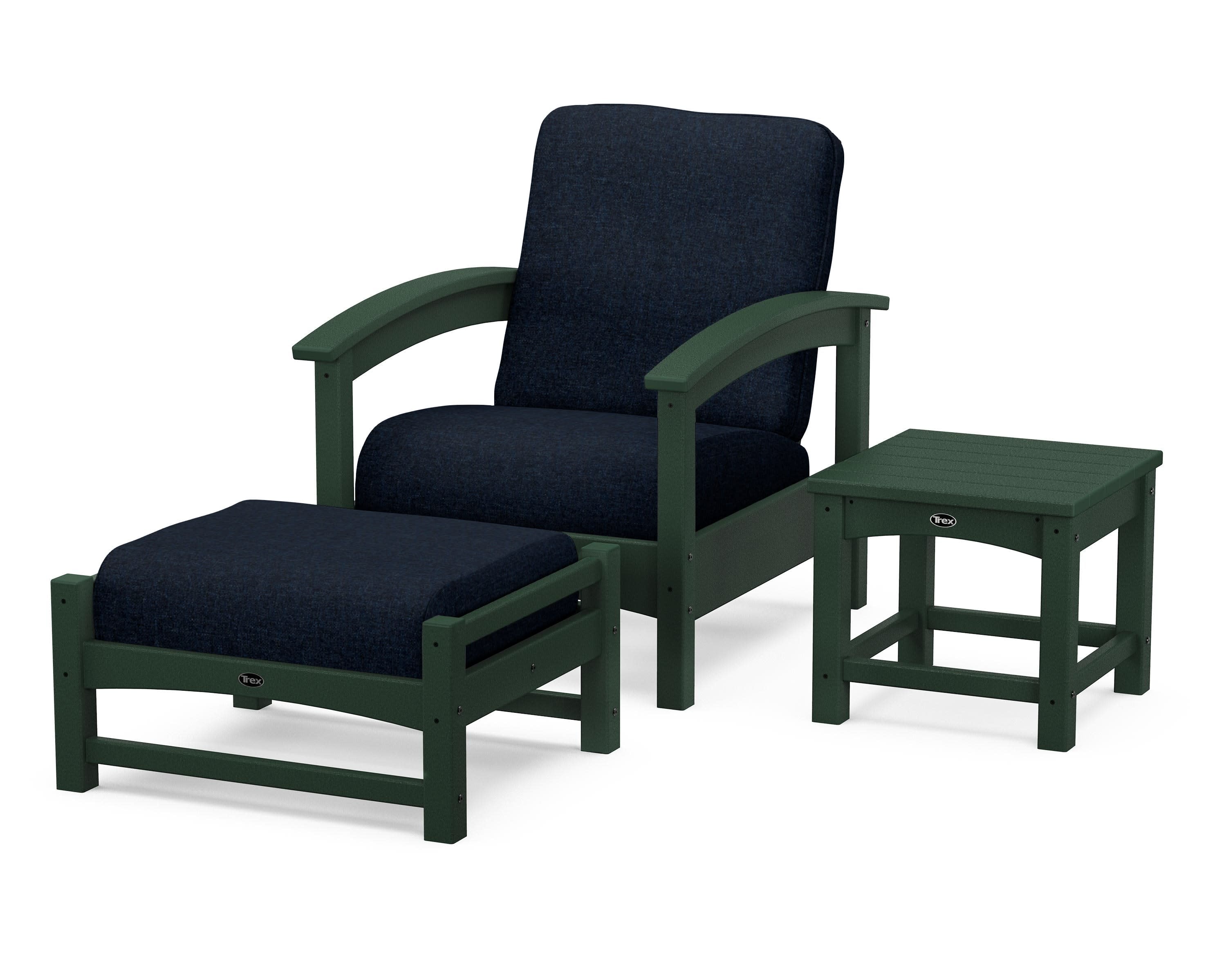 Rockport 3-Piece Deep Seating Set in Rainforest Canopy / Marine Indigo