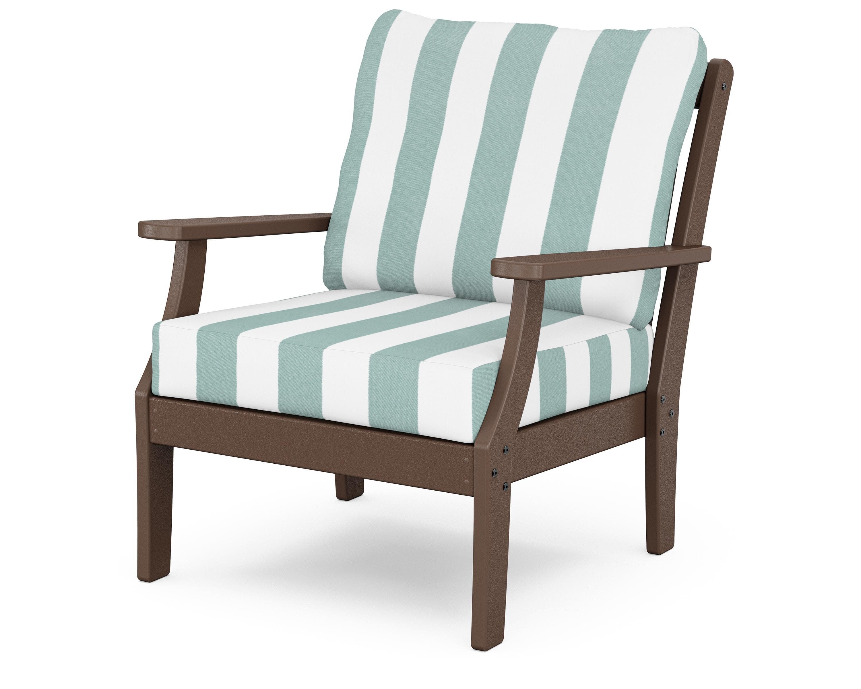 Yacht Club Deep Seating Chair in Vintage Lantern / Cabana Stripe Glacier Spa