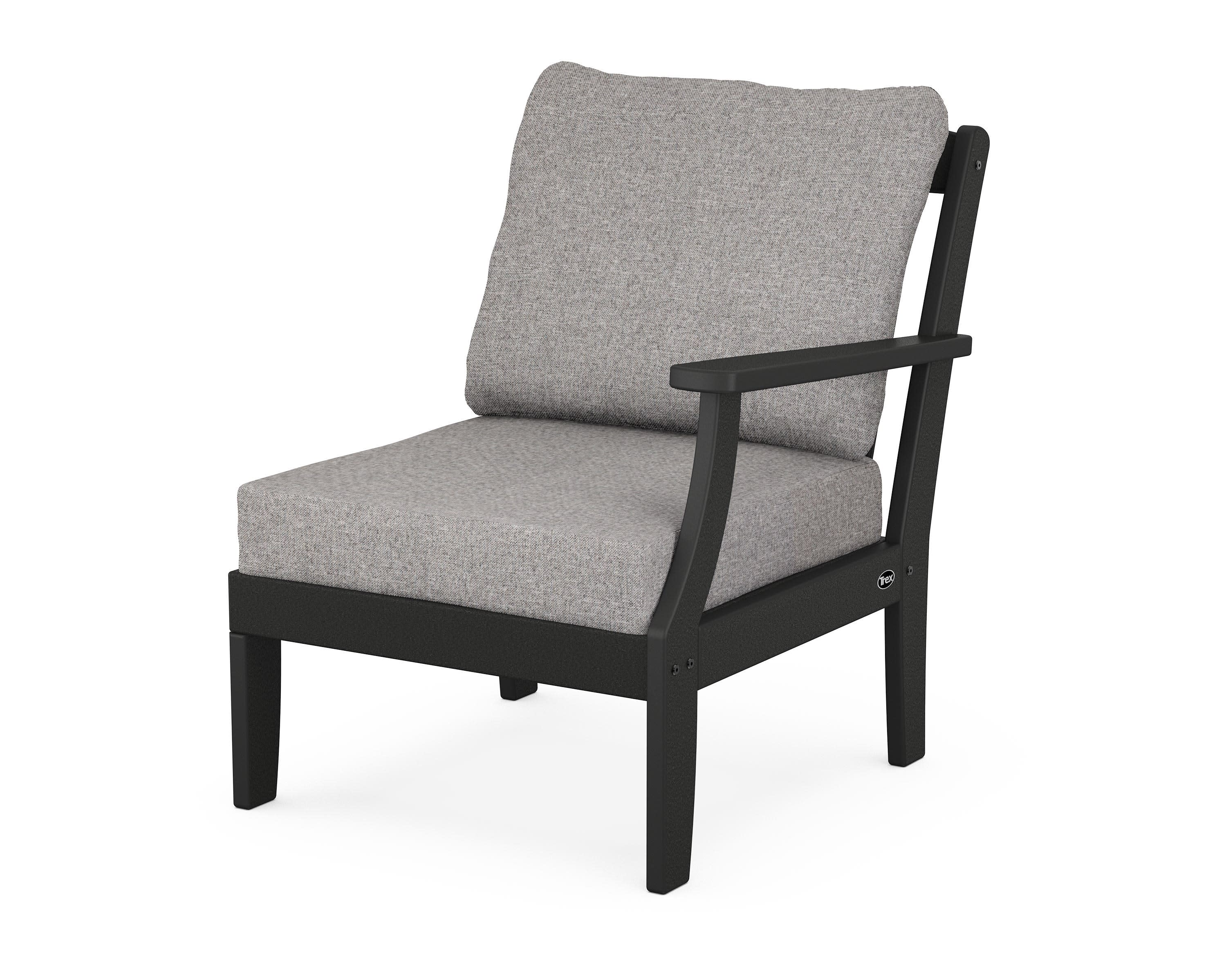 Yacht Club Modular Right Arm Chair in Charcoal Black / Grey Mist