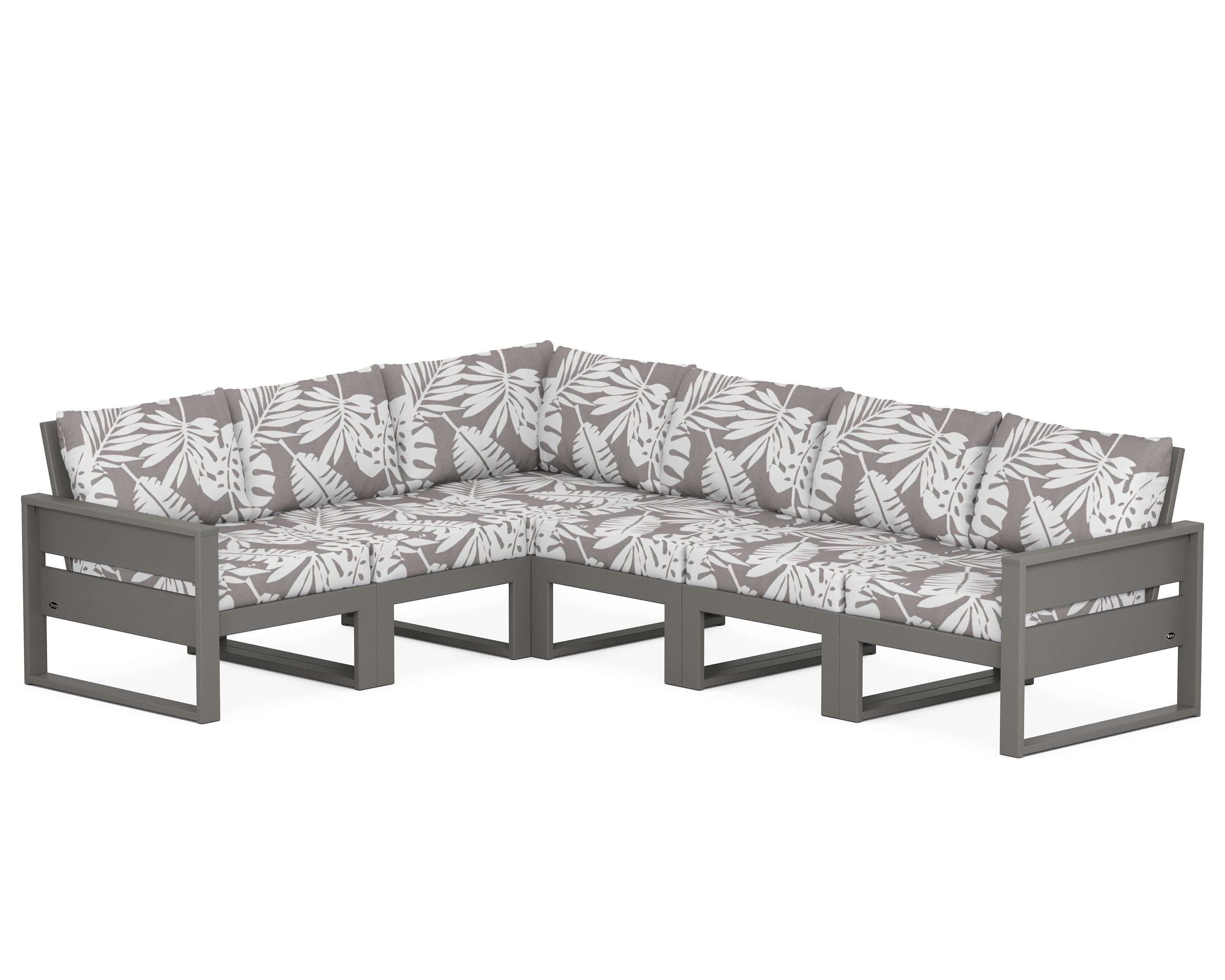 Eastport 6-Piece Sectional in Stepping Stone / Leaf Grey Mist