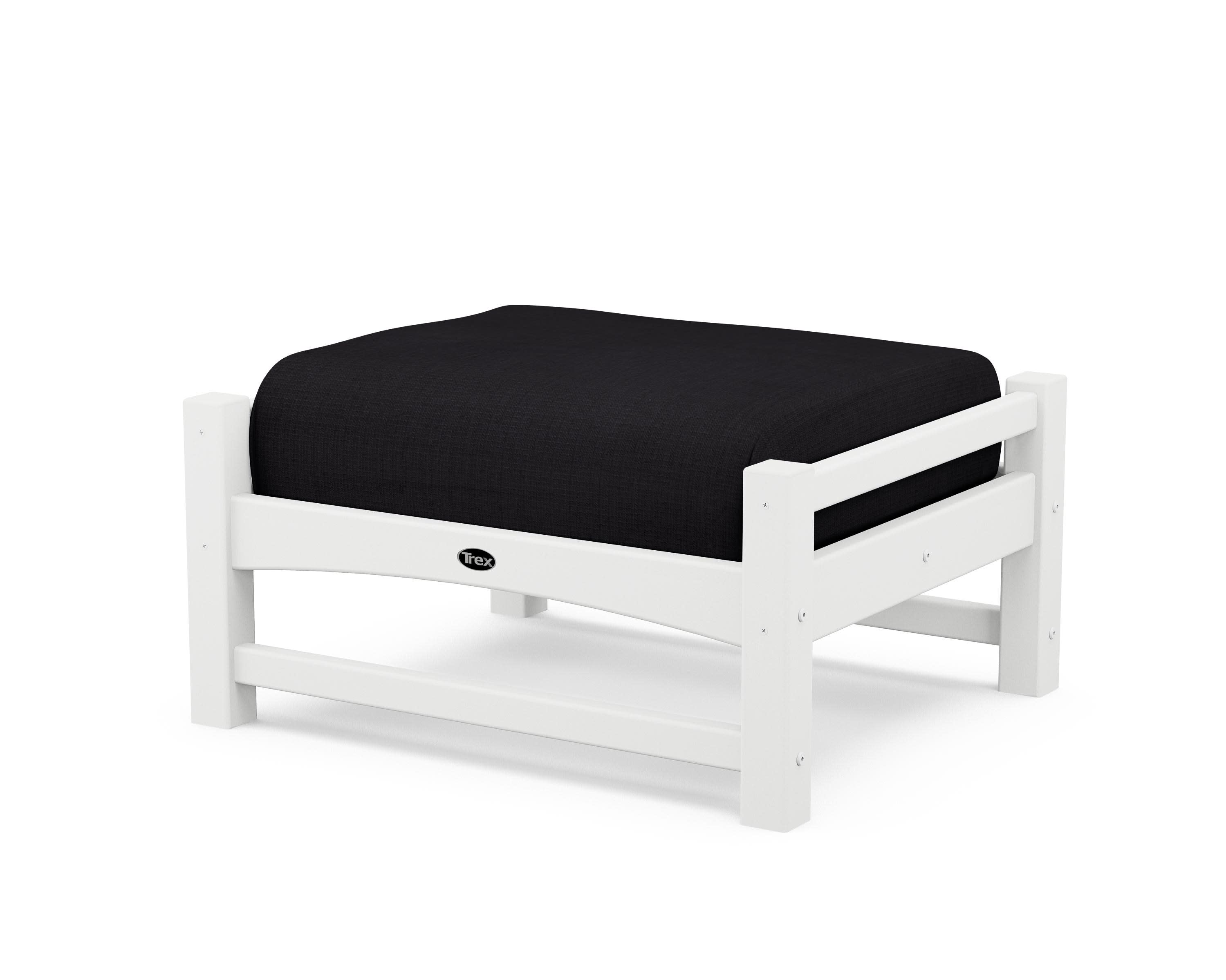 Rockport Club Ottoman in Classic White / Midnight Linen