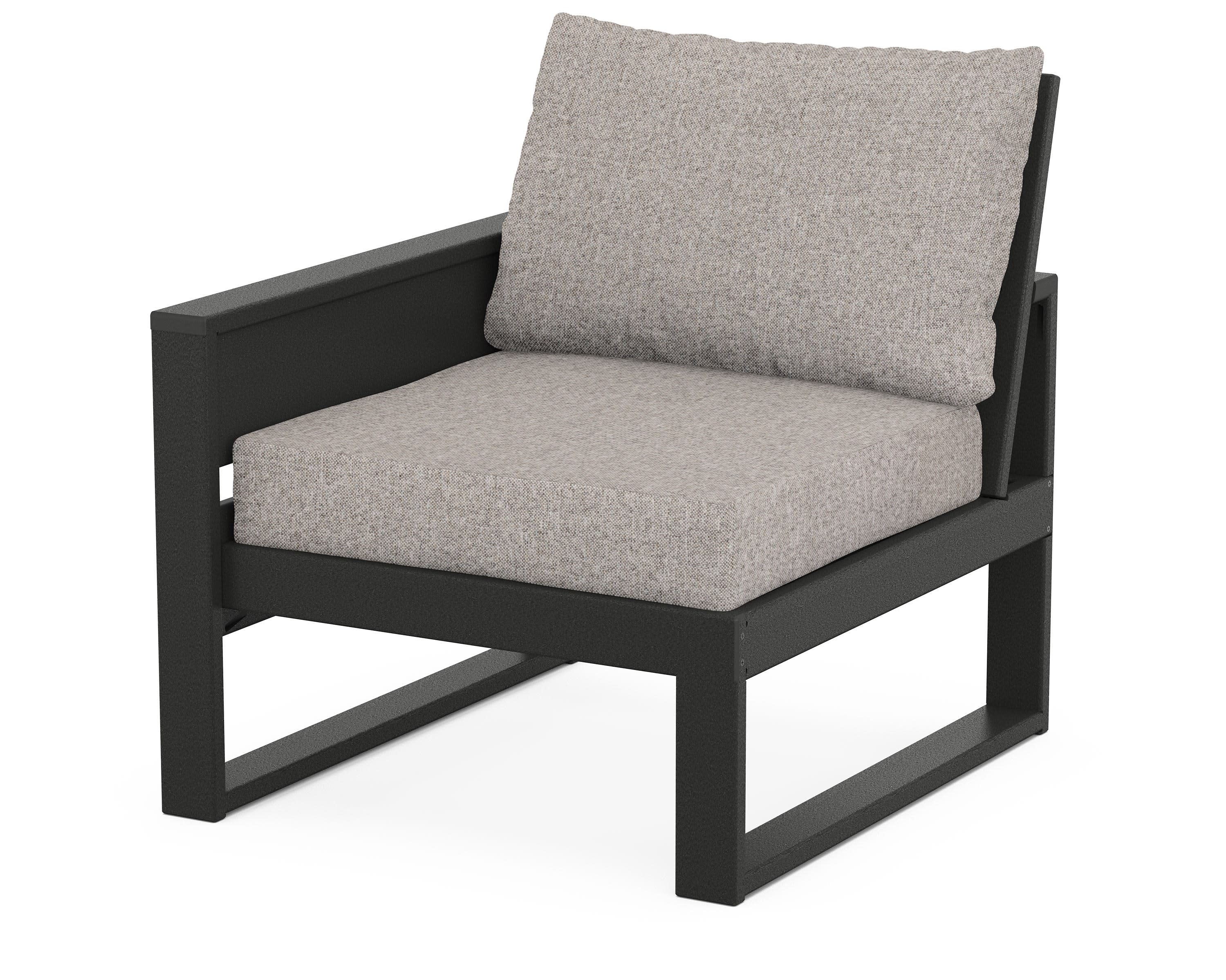 Eastport Modular Left Arm Chair in Charcoal Black / Weathered Tweed