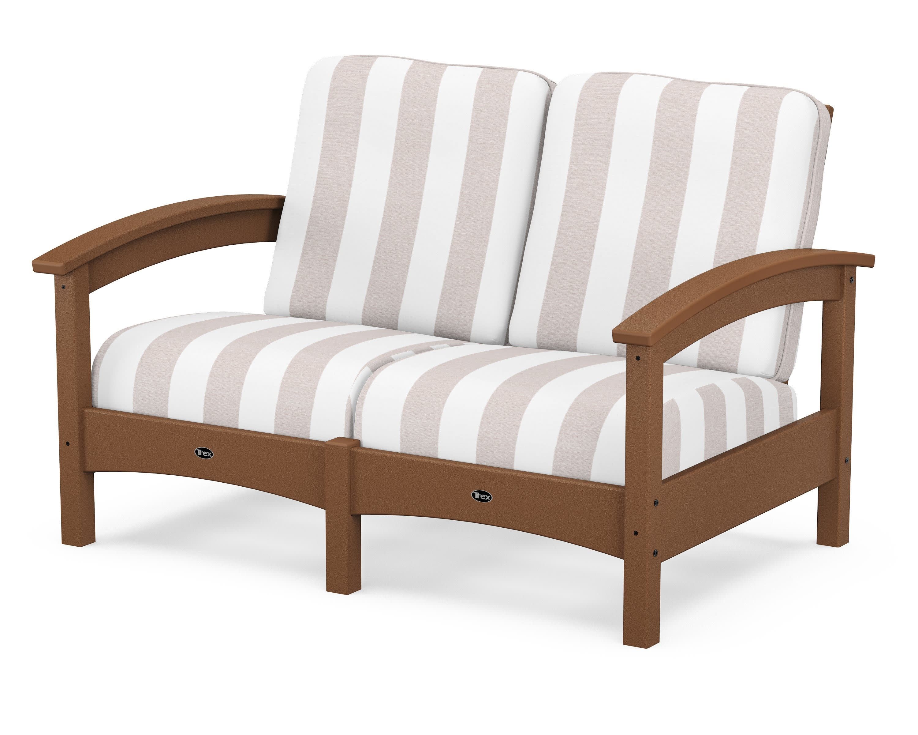 Rockport Club Loveseat in Tree House / Cabana Stripe Dune Burlap