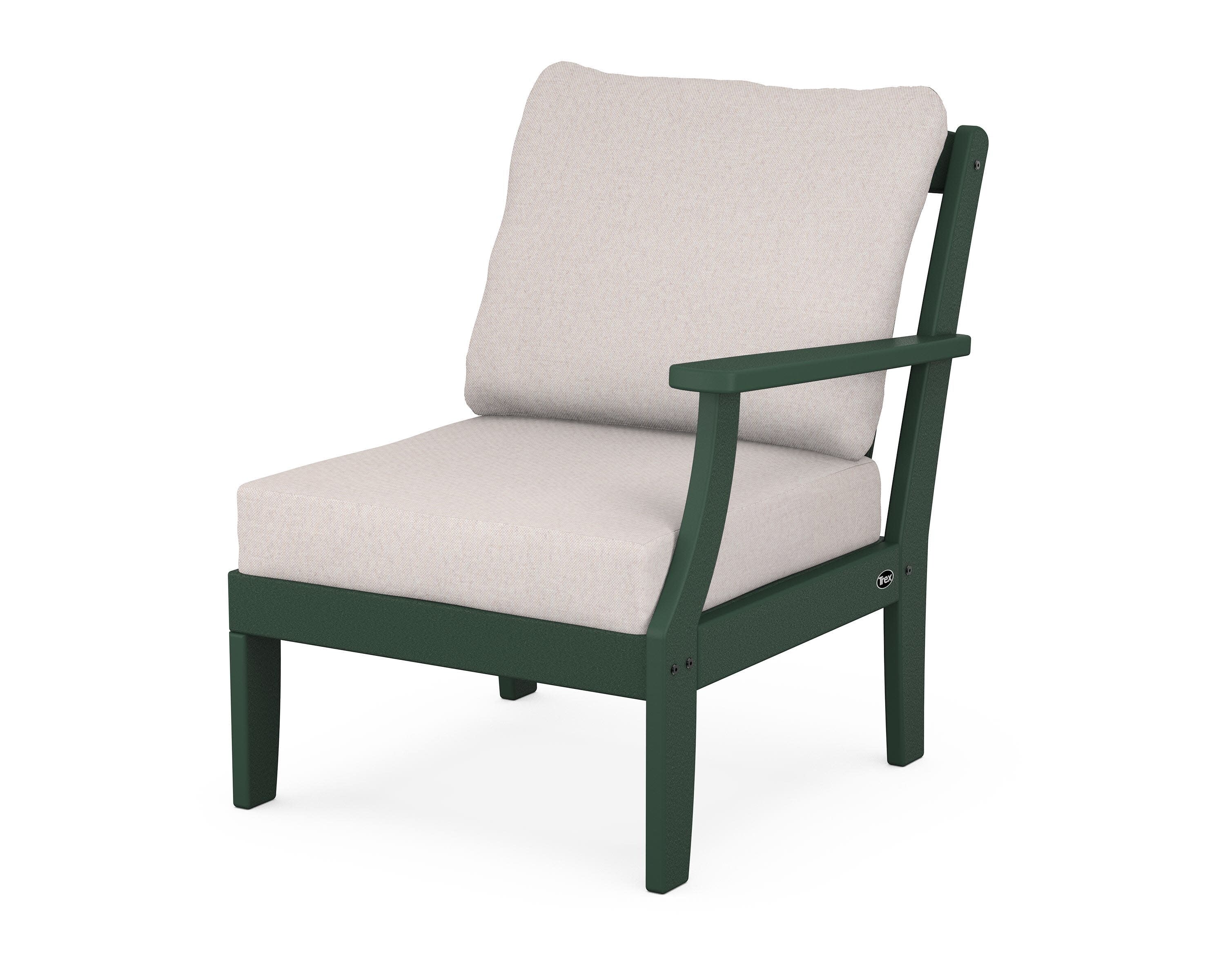 Yacht Club Modular Right Arm Chair in Rainforest Canopy / Dune Burlap