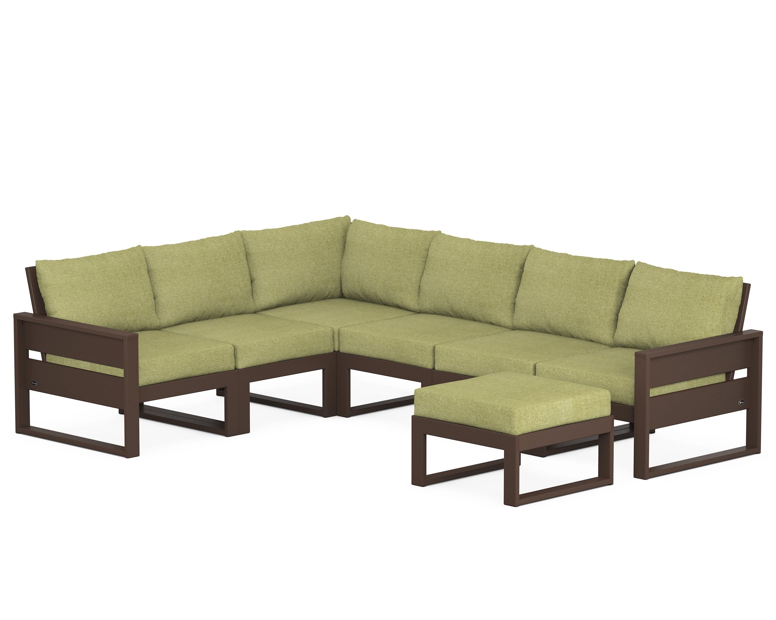 Eastport 6-Piece Sectional with Ottoman in Vintage Lantern / Chartreuse Boucle