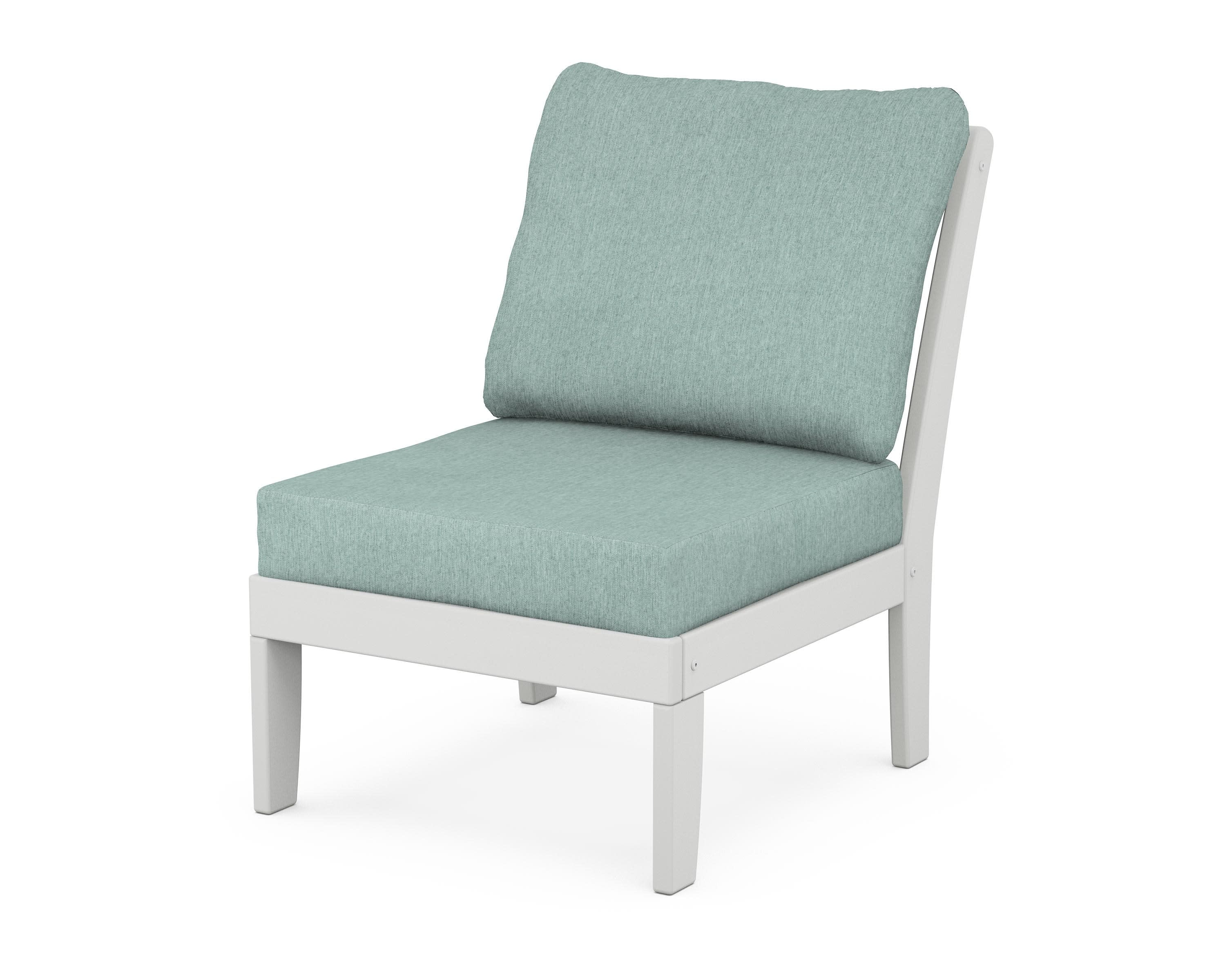 Yacht Club Modular Armless Chair in Classic White / Glacier Spa