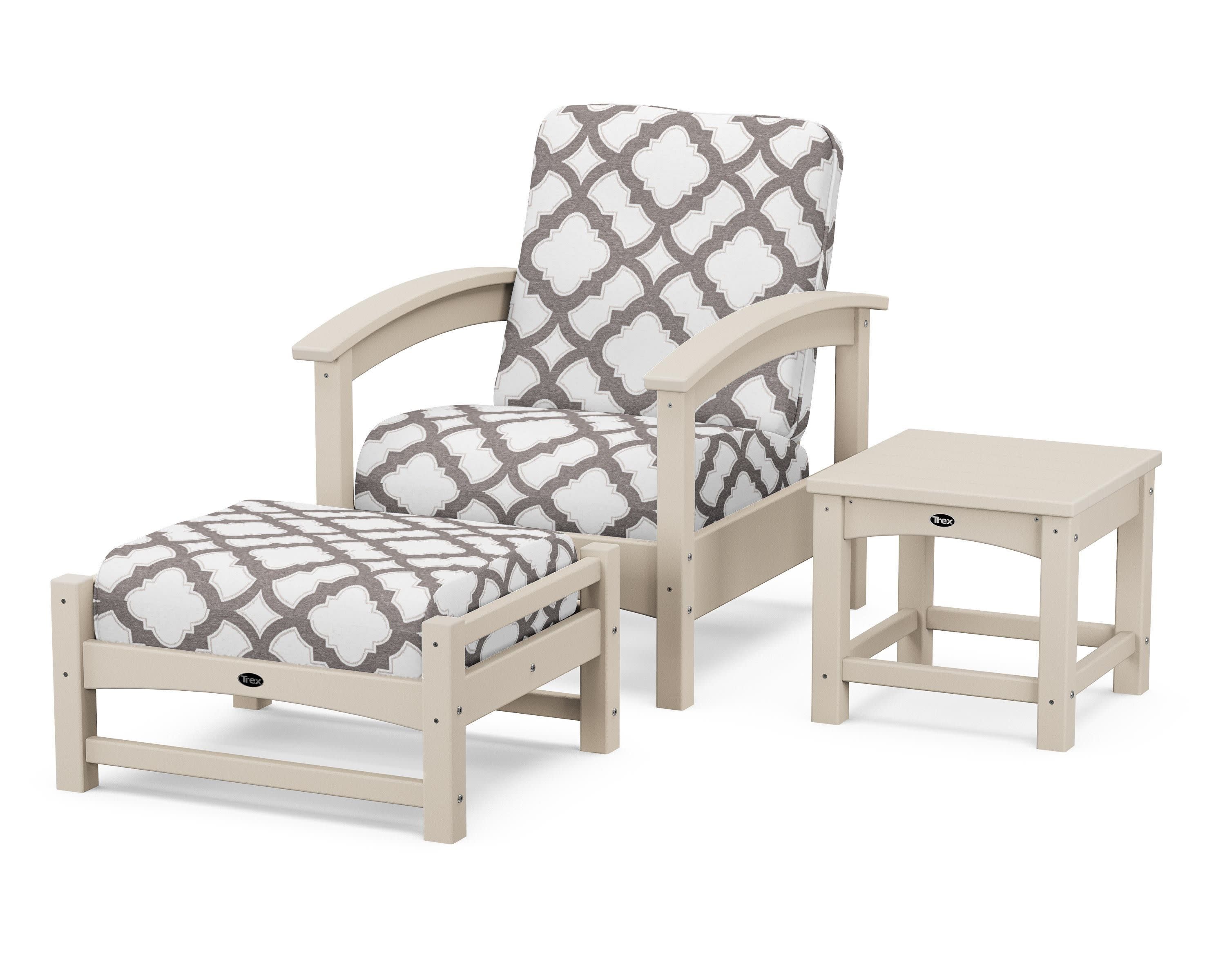 Rockport 3-Piece Deep Seating Set in Sand Castle / Trellis Grey Mist