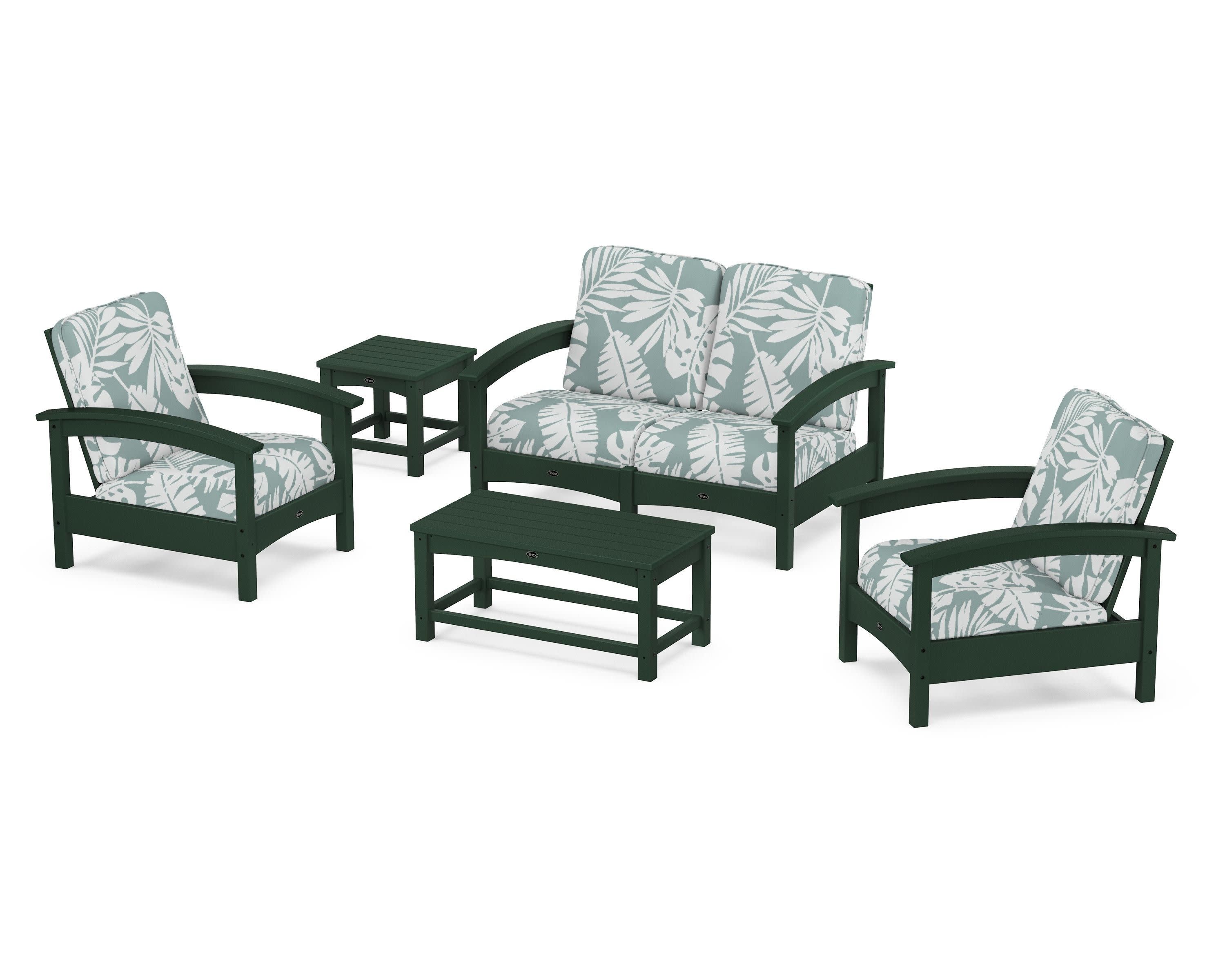 Rockport Club 6-Piece Deep Seating Conversation Set in Rainforest Canopy / Leaf Glacier Spa
