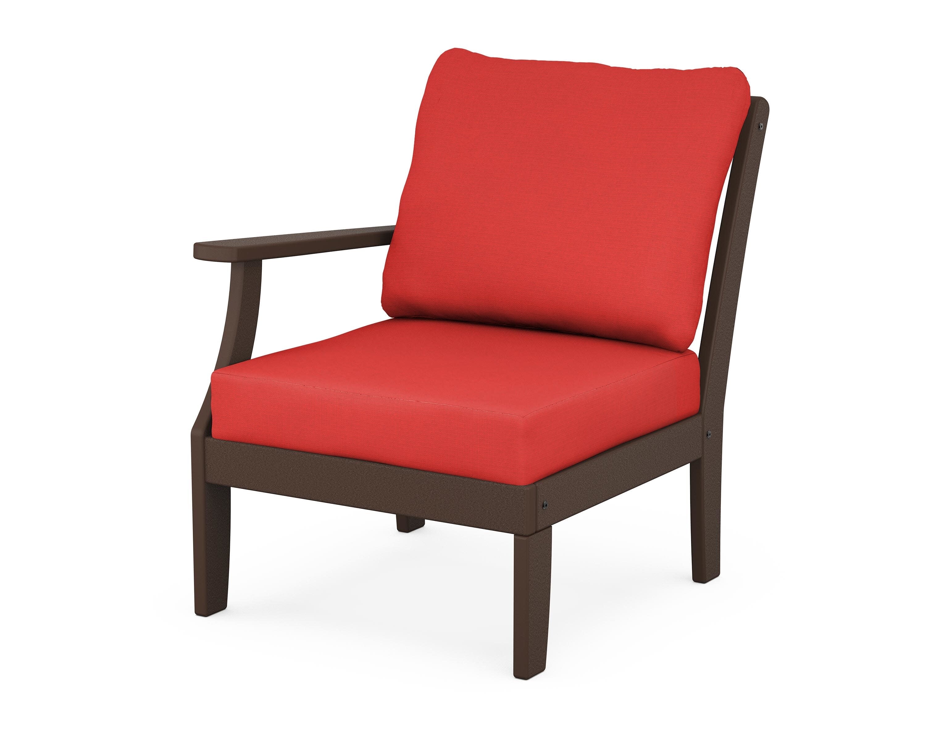 Yacht Club Modular Left Arm Chair in Vintage Lantern / Crimson Linen
