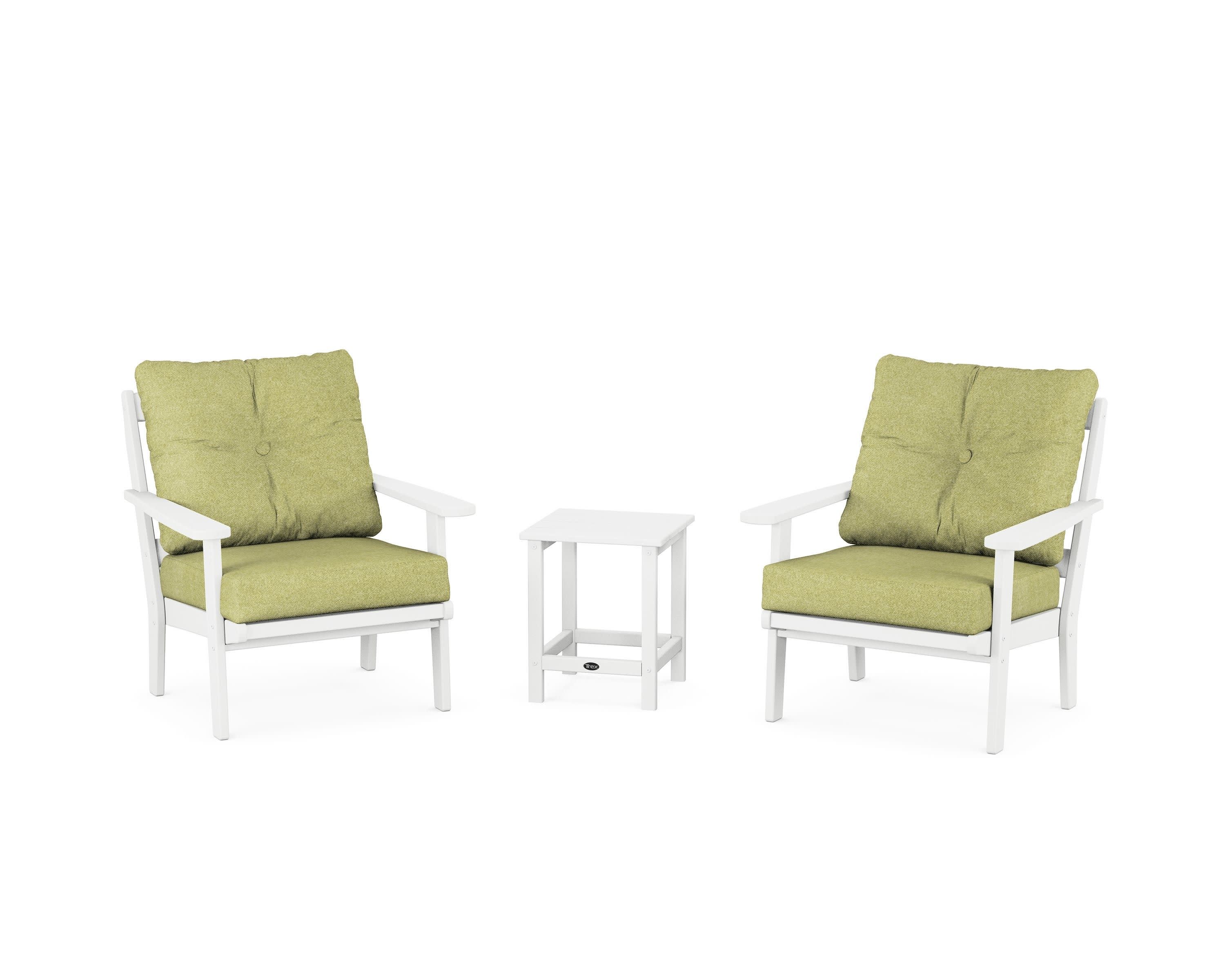 Cape Cod 3-Piece Deep Seating Set in Classic White / Chartreuse Boucle