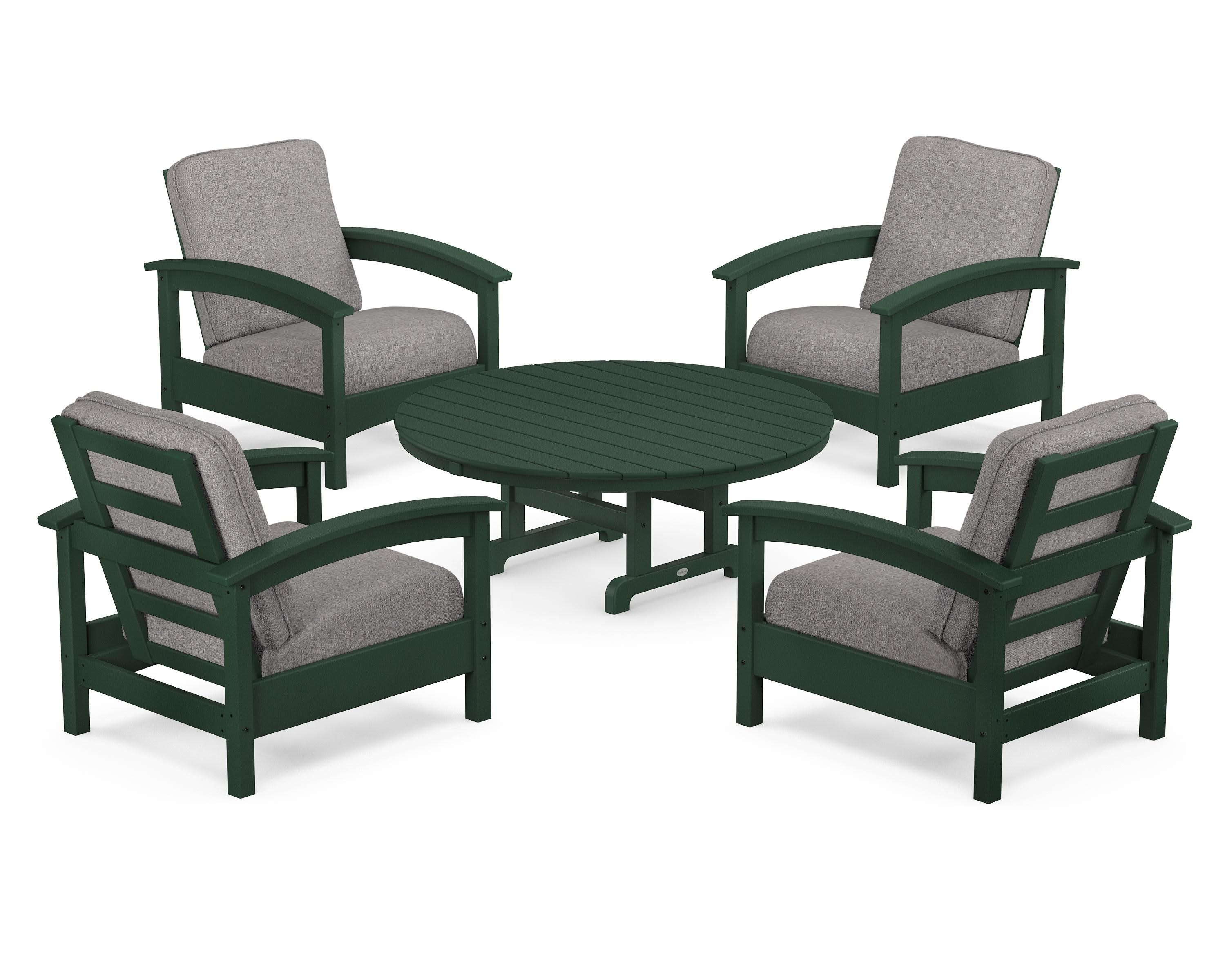 Rockport 5-Piece Deep Seating Set in Rainforest Canopy / Grey Mist