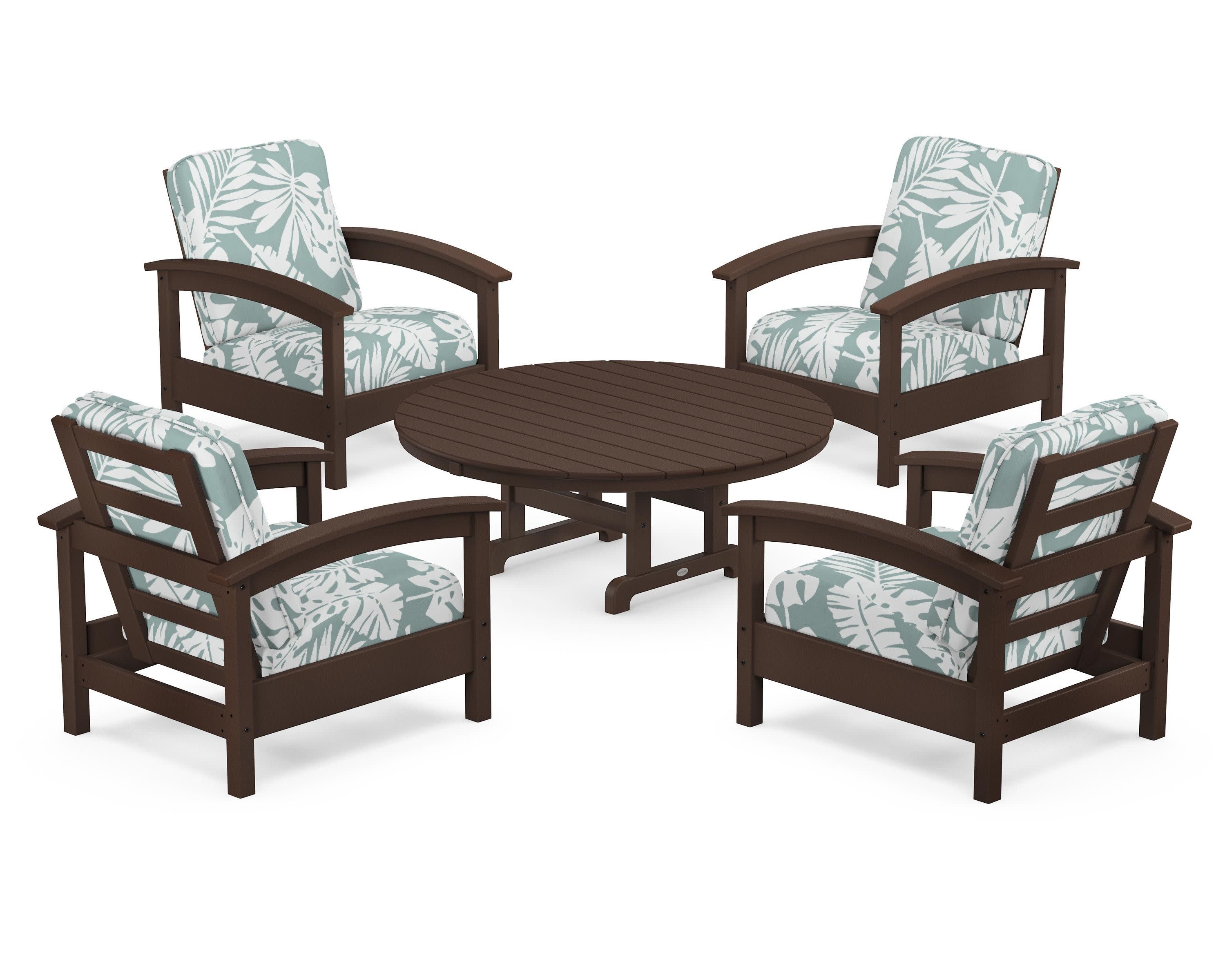 Rockport 5-Piece Deep Seating Set in Vintage Lantern / Leaf Glacier Spa