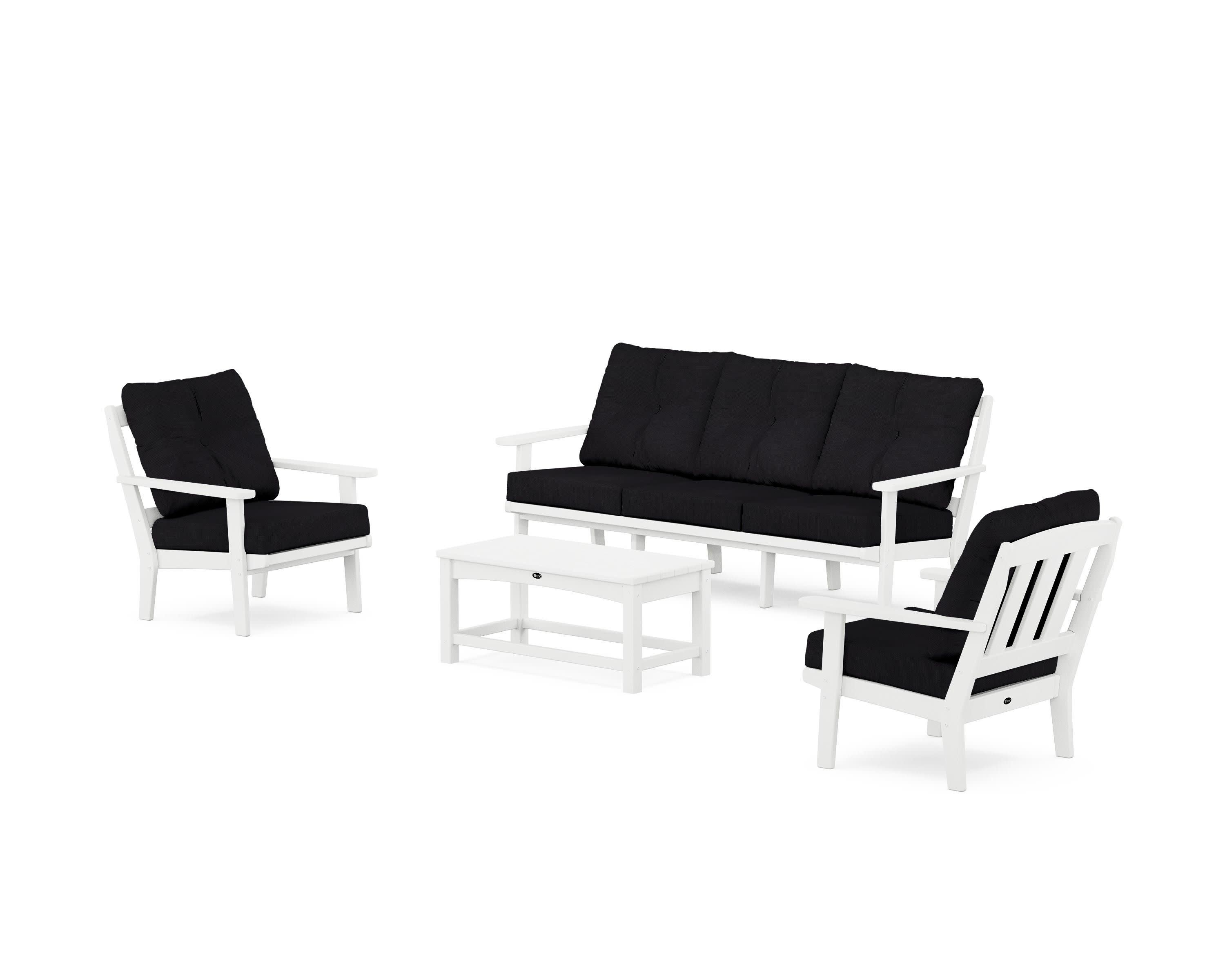 Cape Cod 4-Piece Deep Seating Set with Sofa in Classic White / Midnight Linen