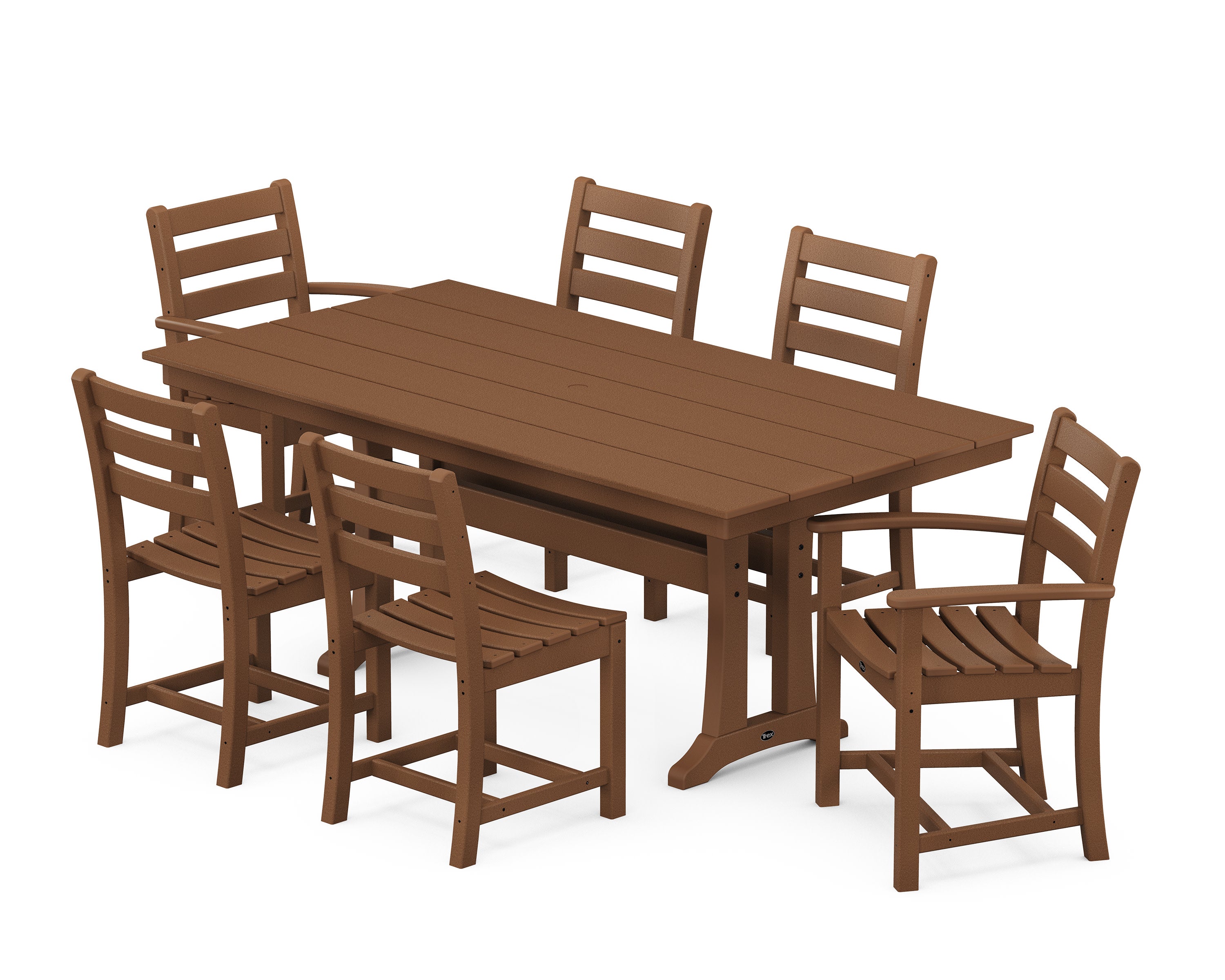 Monterey Bay 7-Piece Farmhouse Trestle Dining Set in Tree House