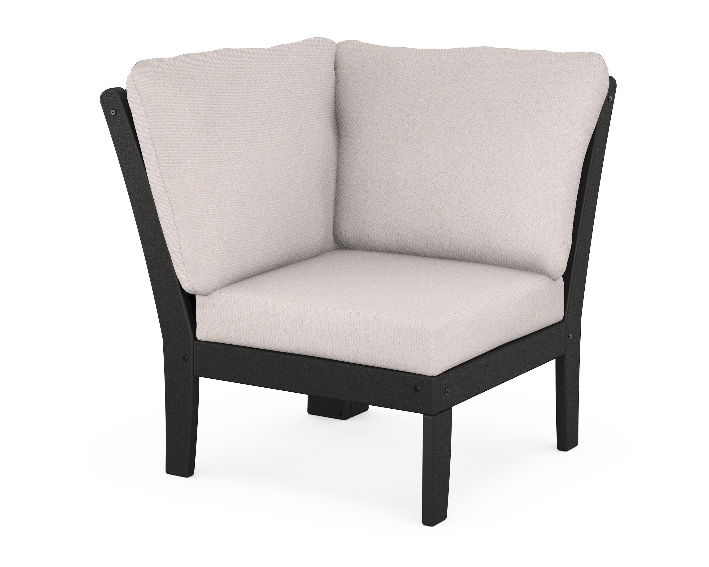 Yacht Club Modular Corner Chair in Charcoal Black / Dune Burlap