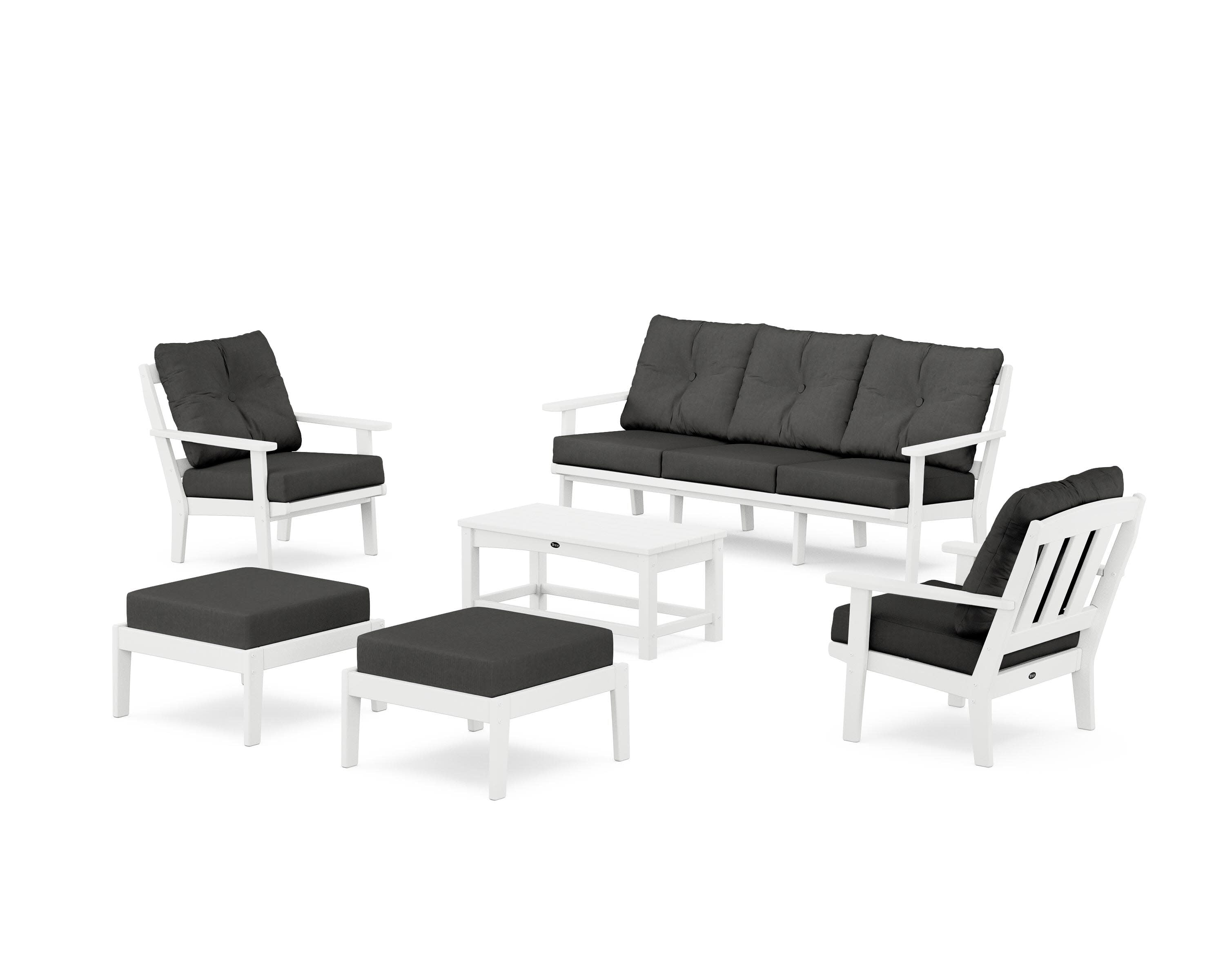 Cape Cod 6-Piece Lounge Sofa Set in Classic White / Spectrum Carbon