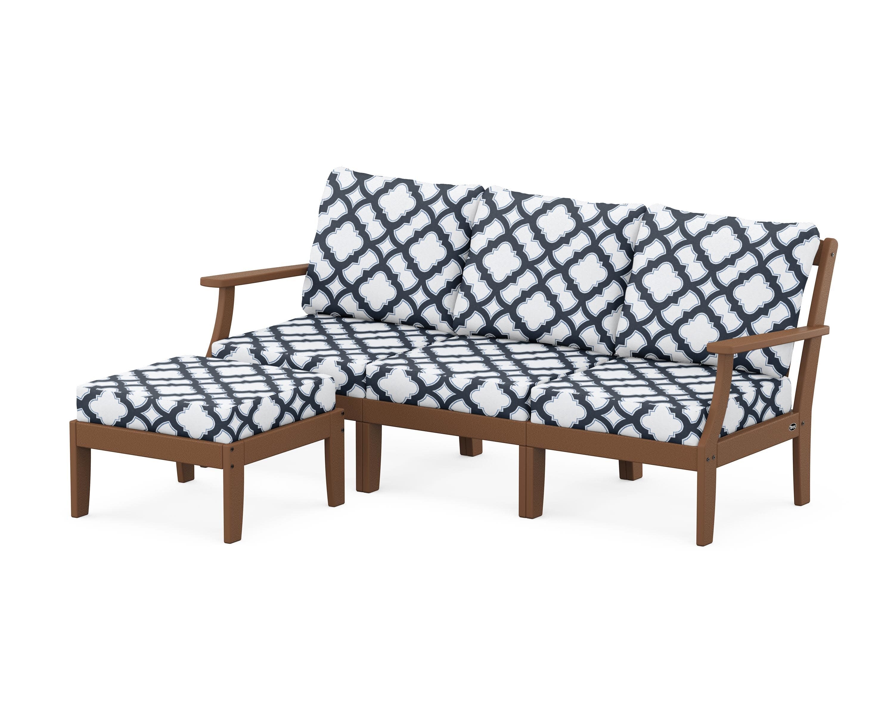Yacht Club Modular 4-Piece Deep Seating Set with Ottoman in Tree House / Trellis Marine Indigo