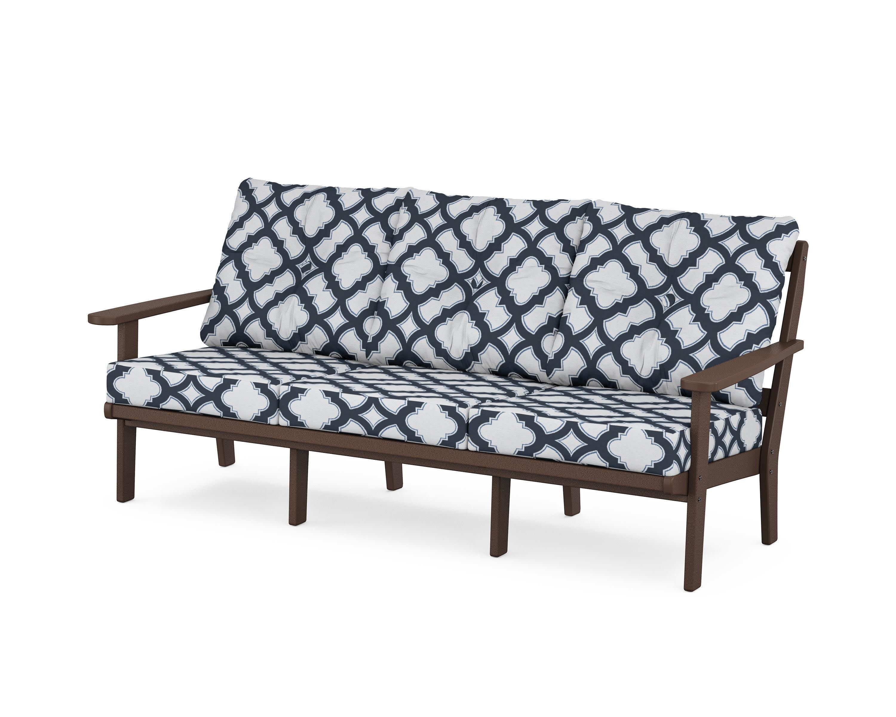 Cape Cod Deep Seating Sofa in Vintage Lantern / Trellis Marine Indigo