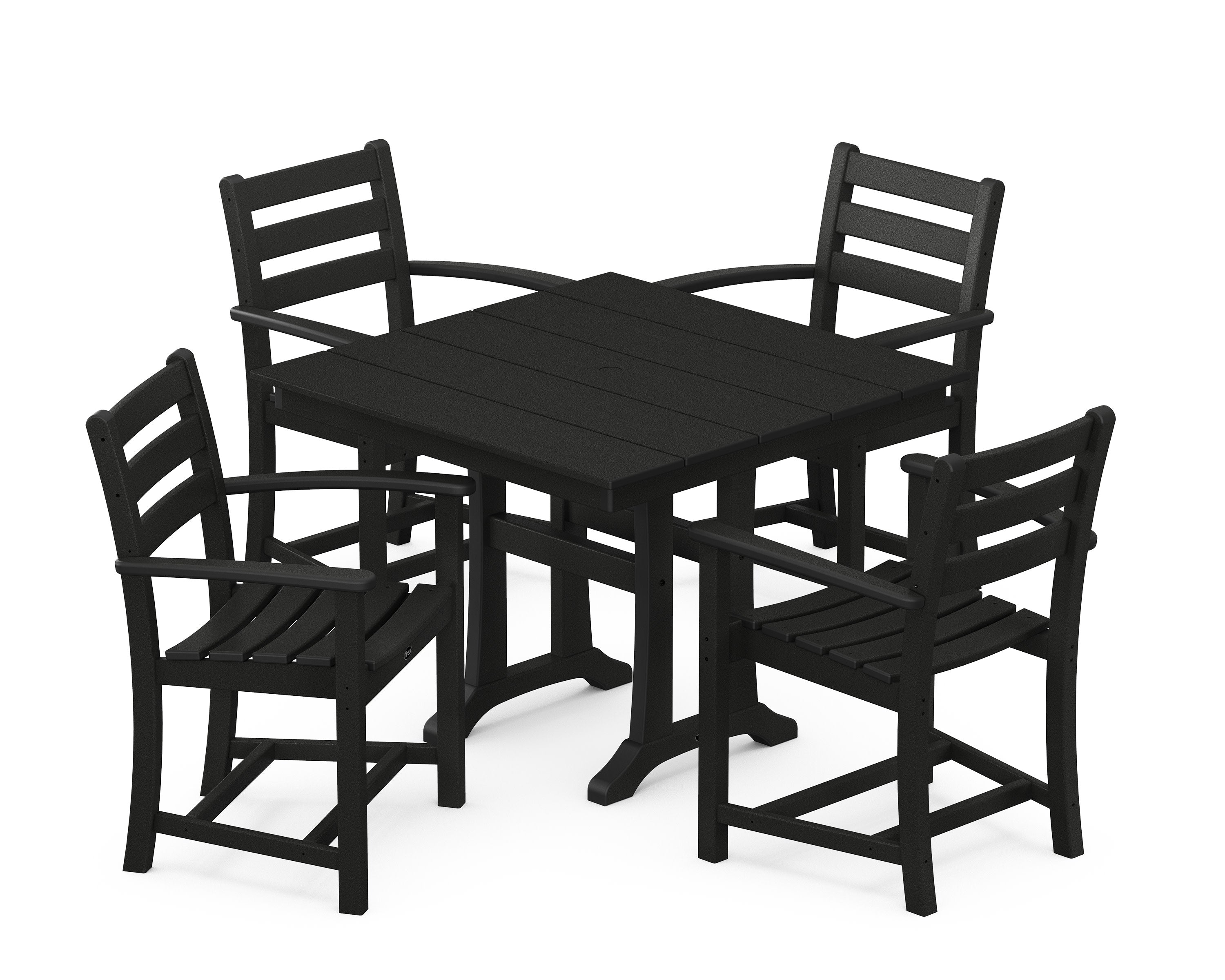 Monterey Bay 5-Piece Farmhouse Trestle Arm Chair Dining Set in Charcoal Black