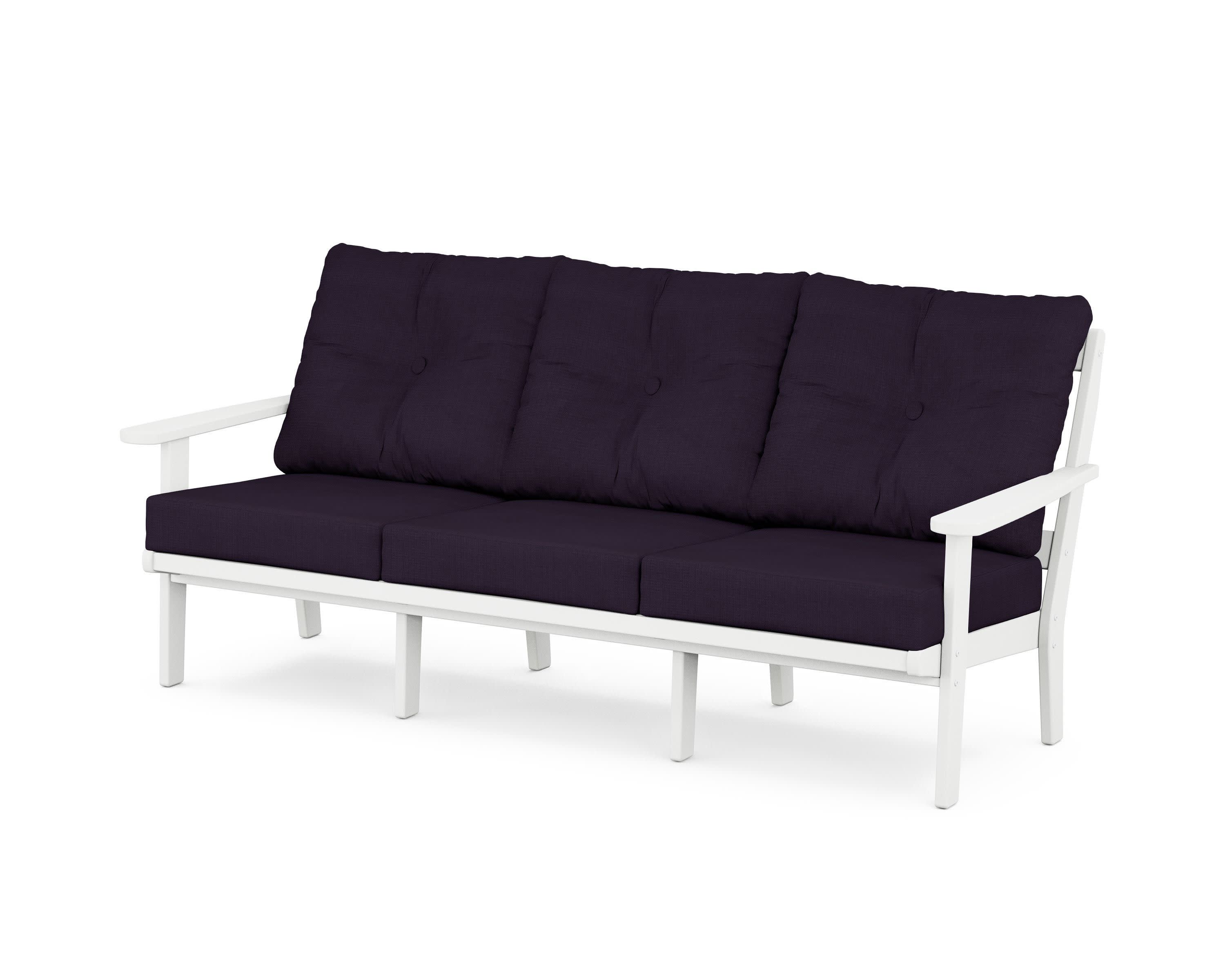 Cape Cod Deep Seating Sofa in Classic White / Navy Linen